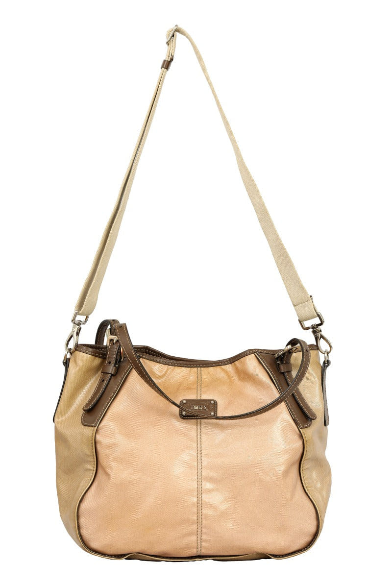 Tods G - Line Coated Canvas Leather Trim Handbag