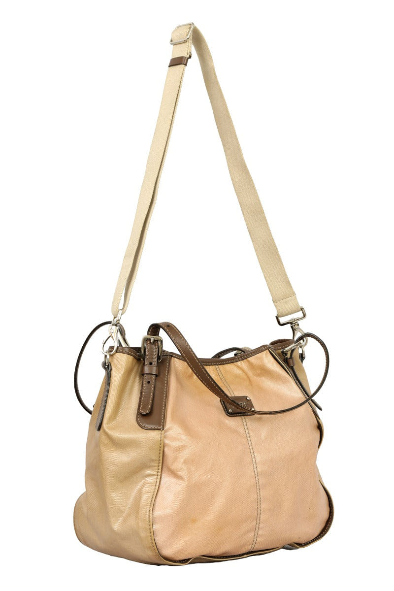 Tods G - Line Coated Canvas Leather Trim Handbag