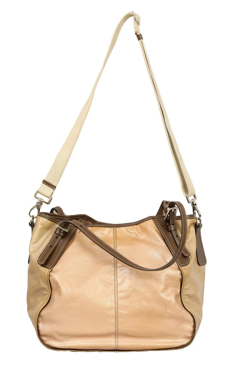 Tods G - Line Coated Canvas Leather Trim Handbag