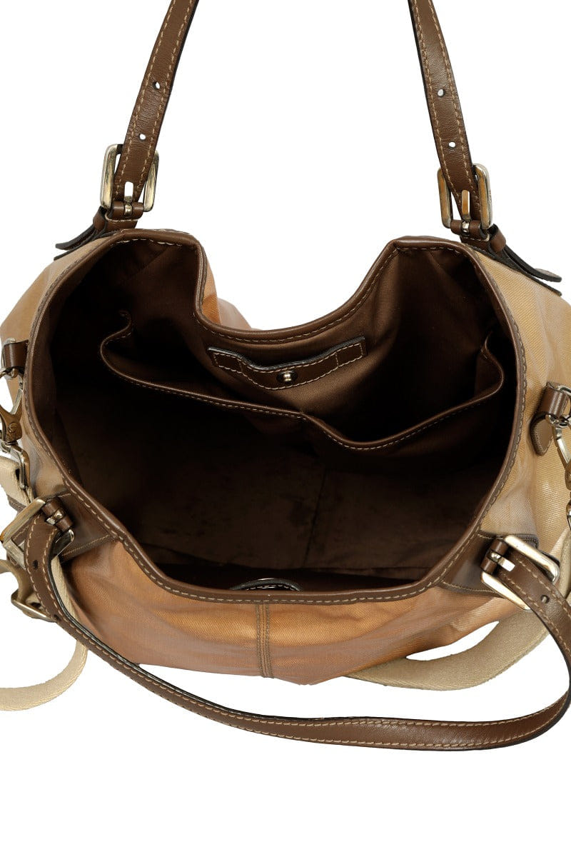 Tods G - Line Coated Canvas Leather Trim Handbag