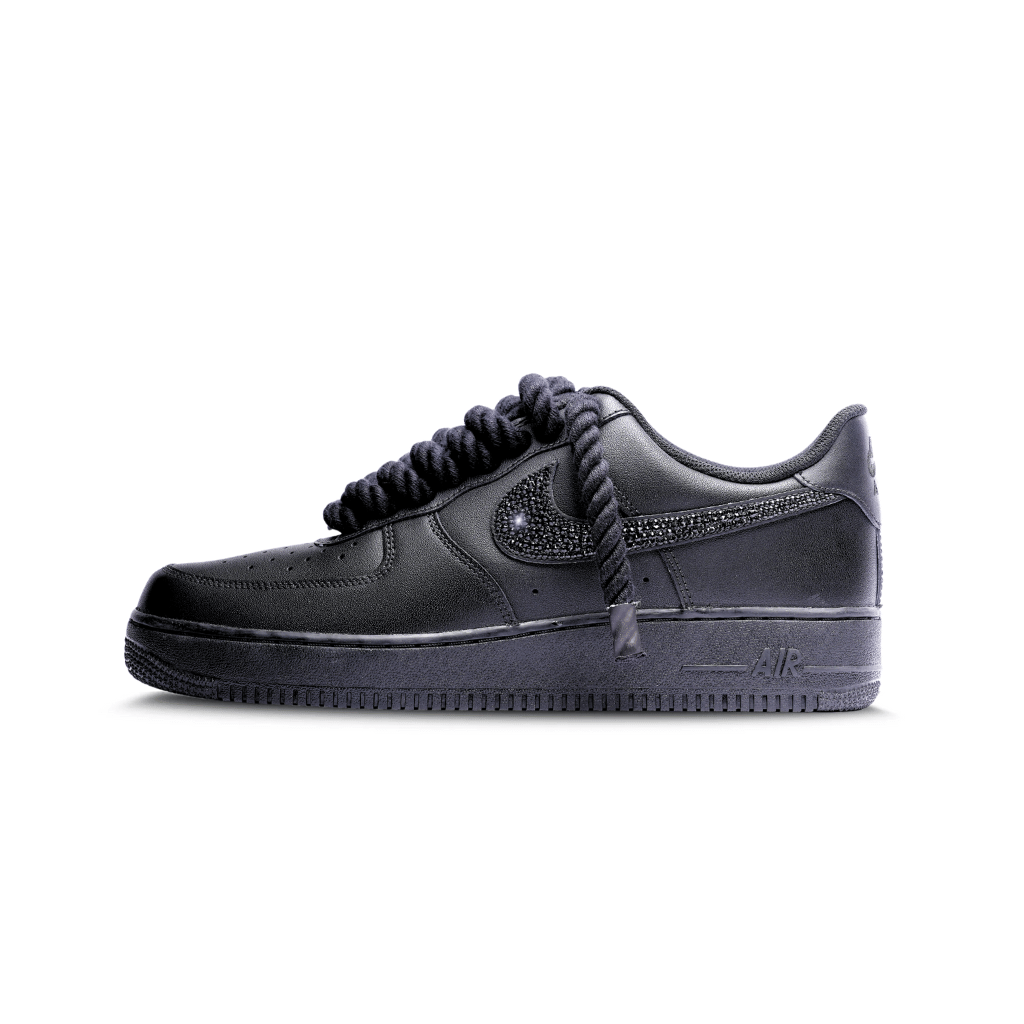 Mdcustoms BLACK CRYSTAL SWOOSH AF1 V2RL