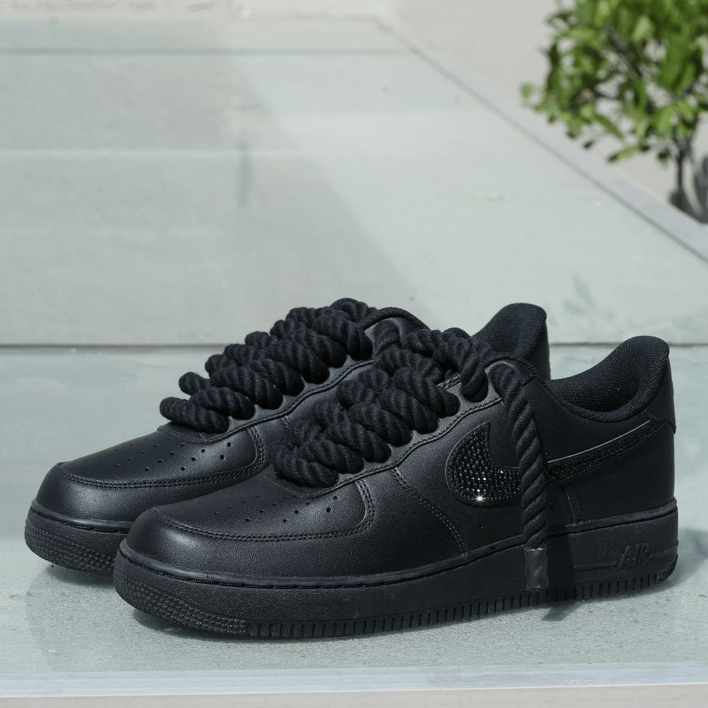 Mdcustoms BLACK CRYSTAL SWOOSH AF1 V2RL