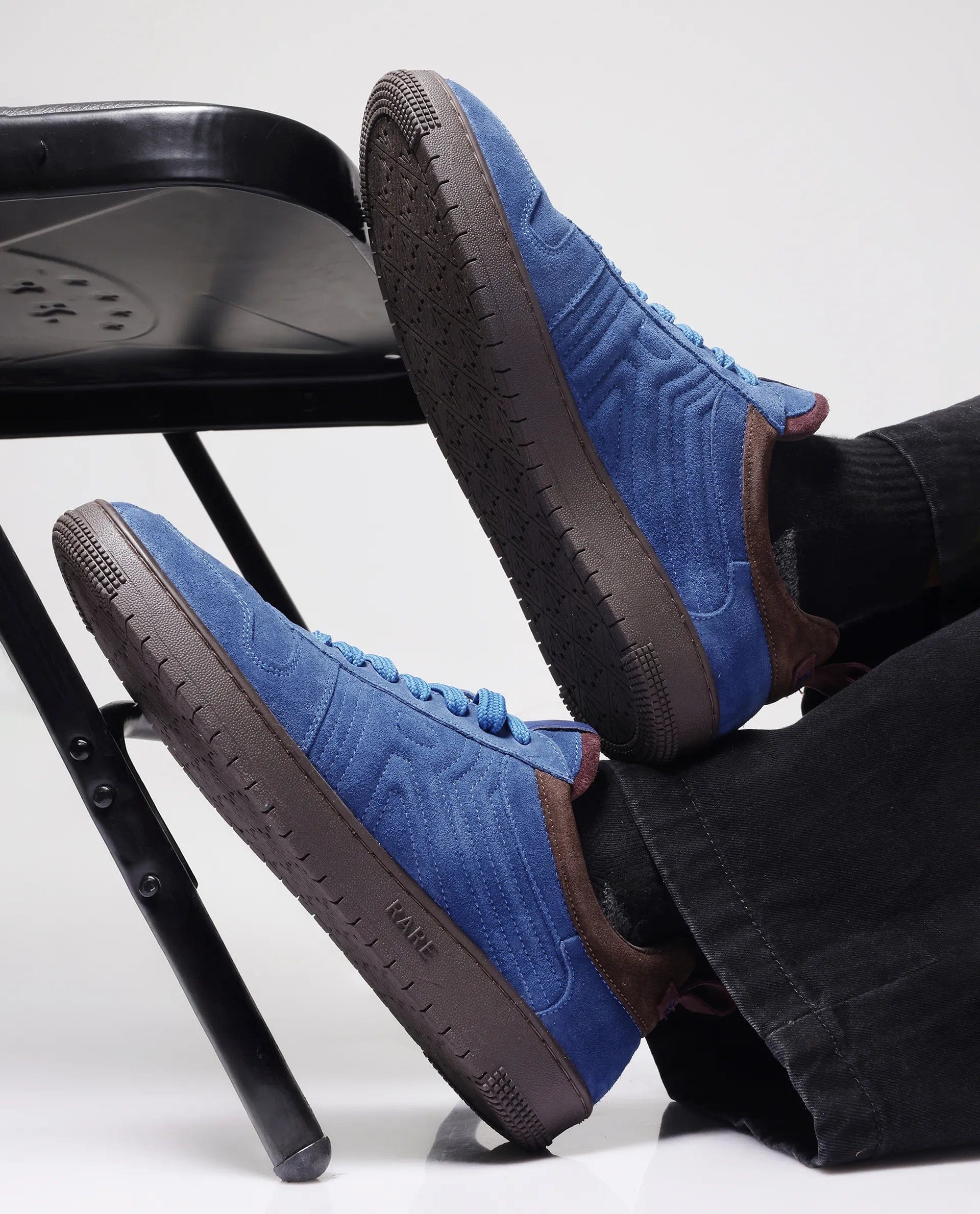 RAREZ Rare Rabbit Men's Banes Blue Genuine Suede Leather Low - Top Lace Up Sneaker Shoes