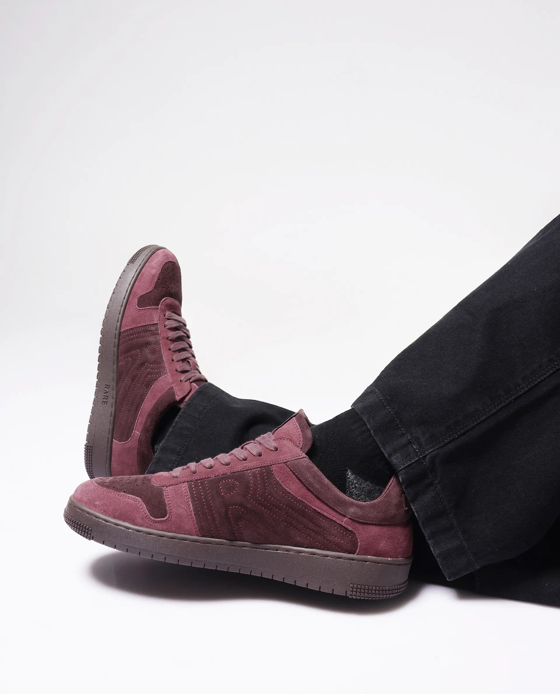 RAREZ Rare Rabbit Men Senab Purple Genuine Suede Leather Low - Top Lace Up Sneaker Shoes