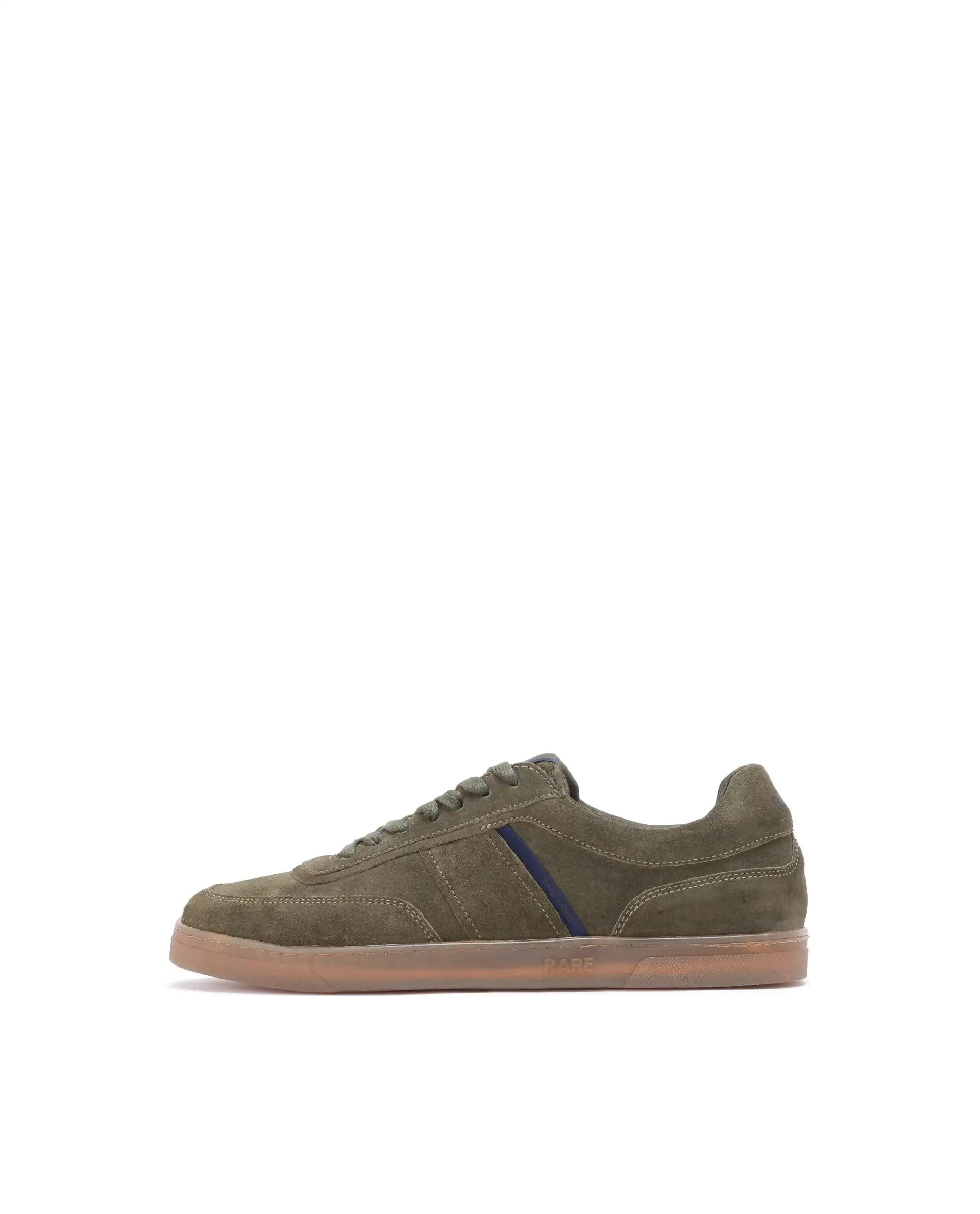 RAREZ Rare Rabbit Men Kairos Olive Premium Suede Leather Low - Top Lace - Up Sneaker Shoes