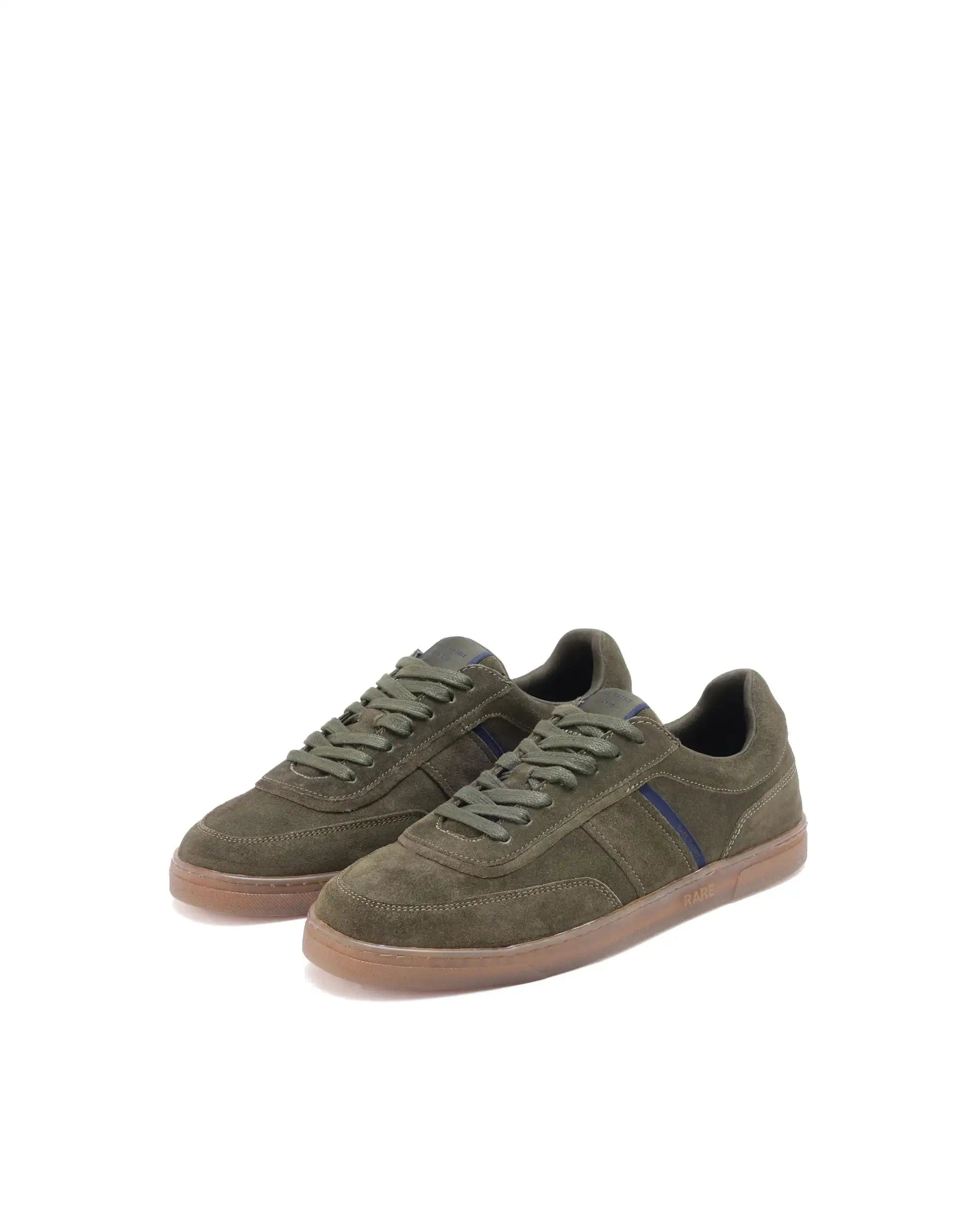 RAREZ Rare Rabbit Men Kairos Olive Premium Suede Leather Low - Top Lace - Up Sneaker Shoes