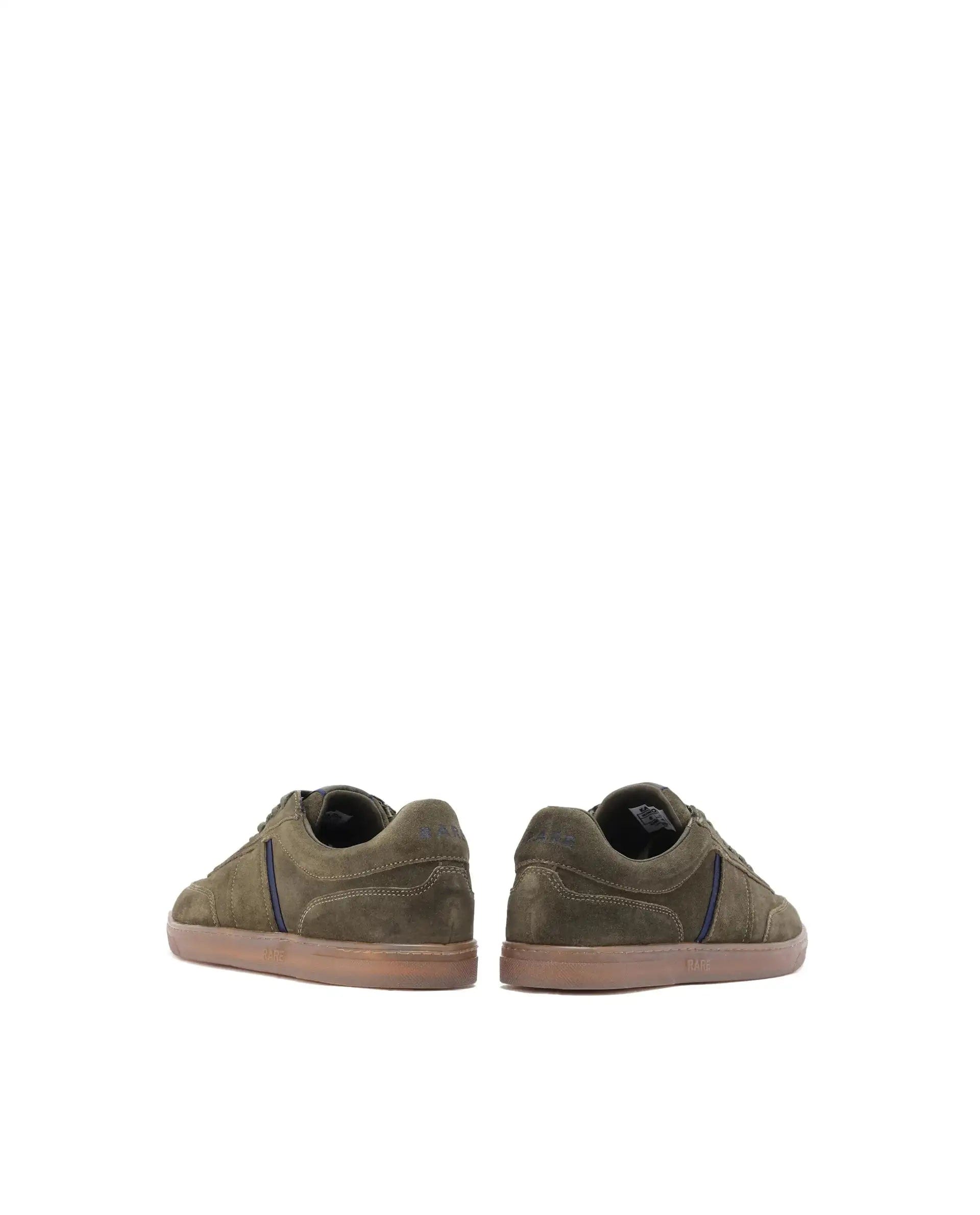 RAREZ Rare Rabbit Men Kairos Olive Premium Suede Leather Low - Top Lace - Up Sneaker Shoes