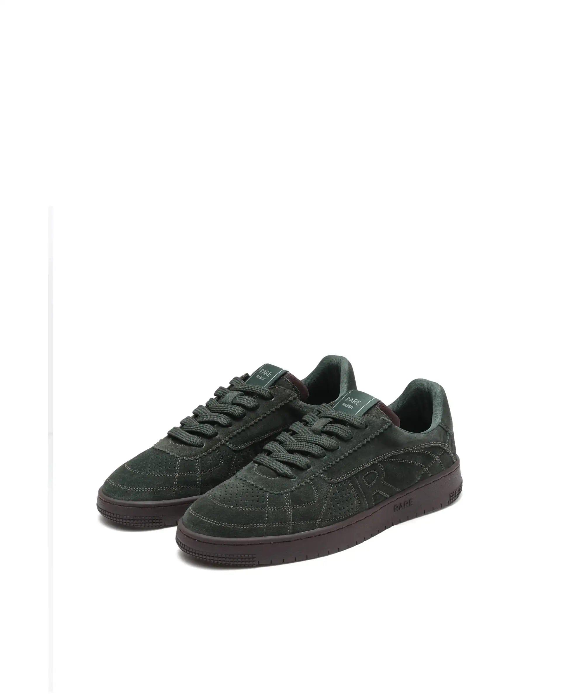 RAREZ Rare Rabbit Men's Ragno Green Genuine Suede Leather Low - Top Lace Up Sneaker Shoes