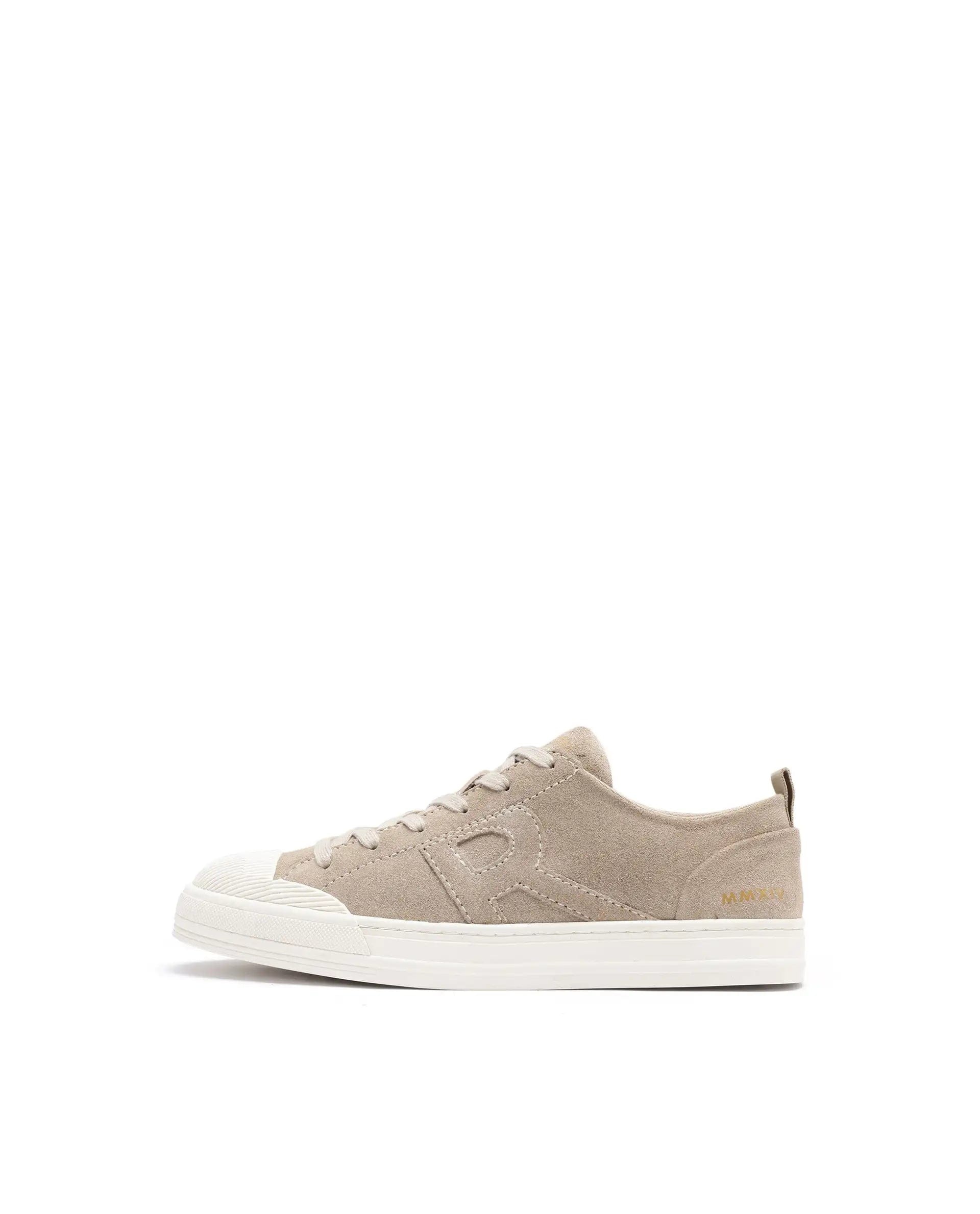 RAREZ Rare Rabbit Mens Sauron Beige Round Toe Premium Suede Lace Up Low Top Sneaker Shoes