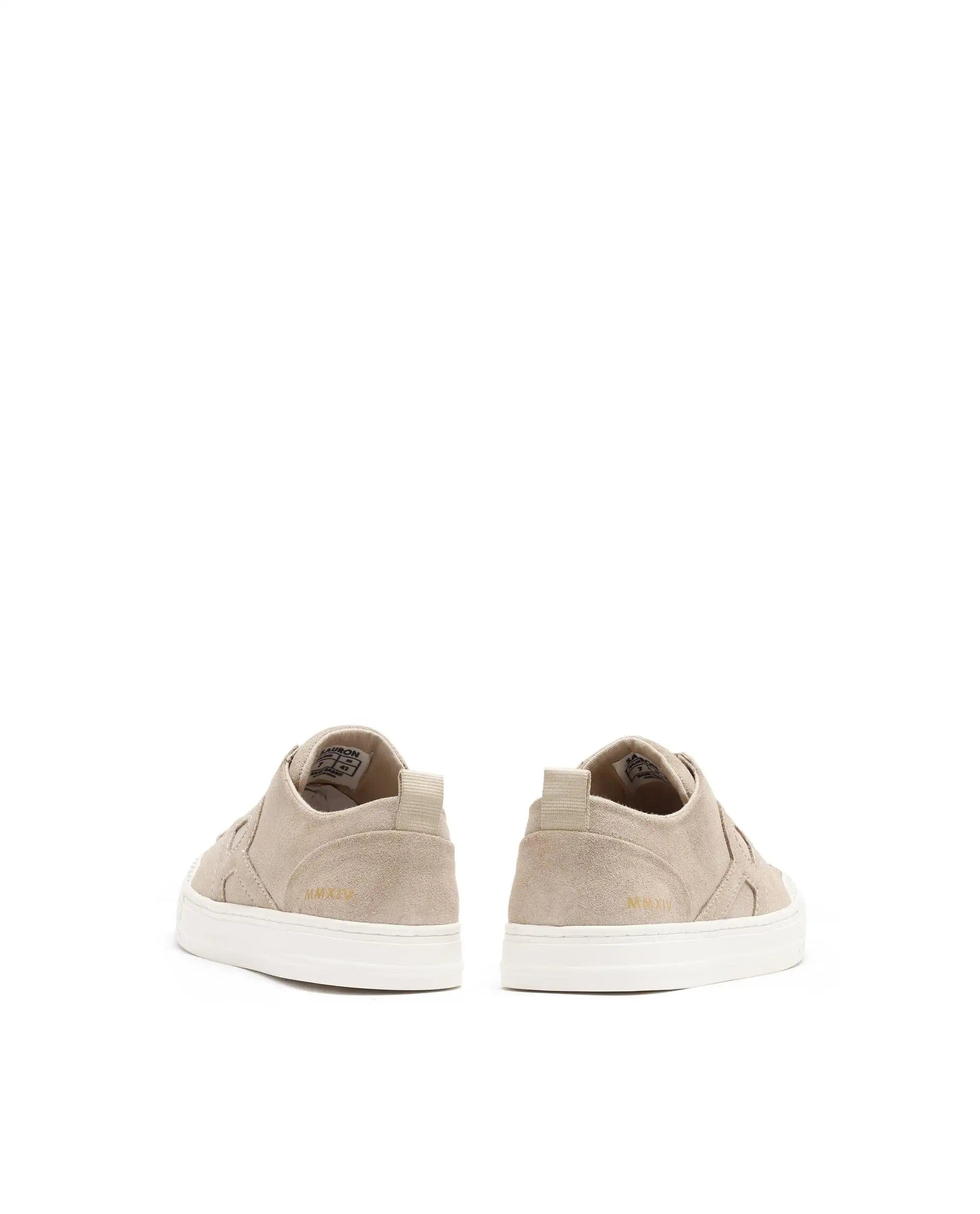 RAREZ Rare Rabbit Mens Sauron Beige Round Toe Premium Suede Lace Up Low Top Sneaker Shoes