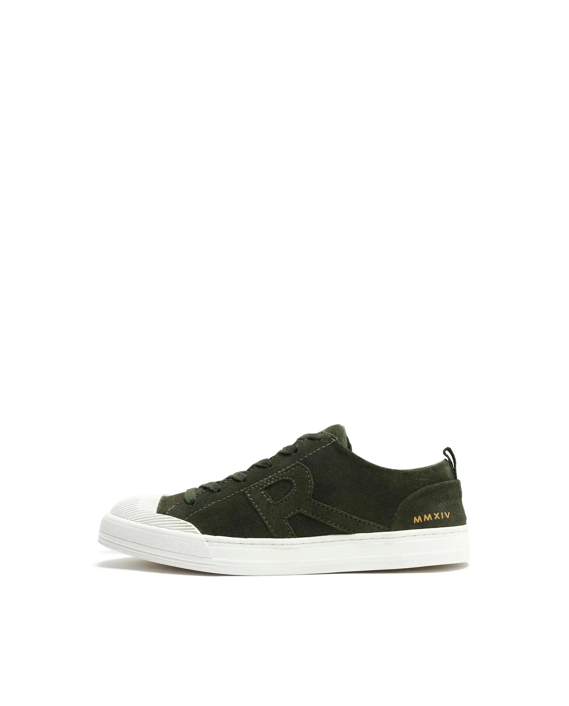 RAREZ Rare Rabbit Mens Sauron Olive Round Toe Premium Suede Lace Up Low Top Sneaker Shoes