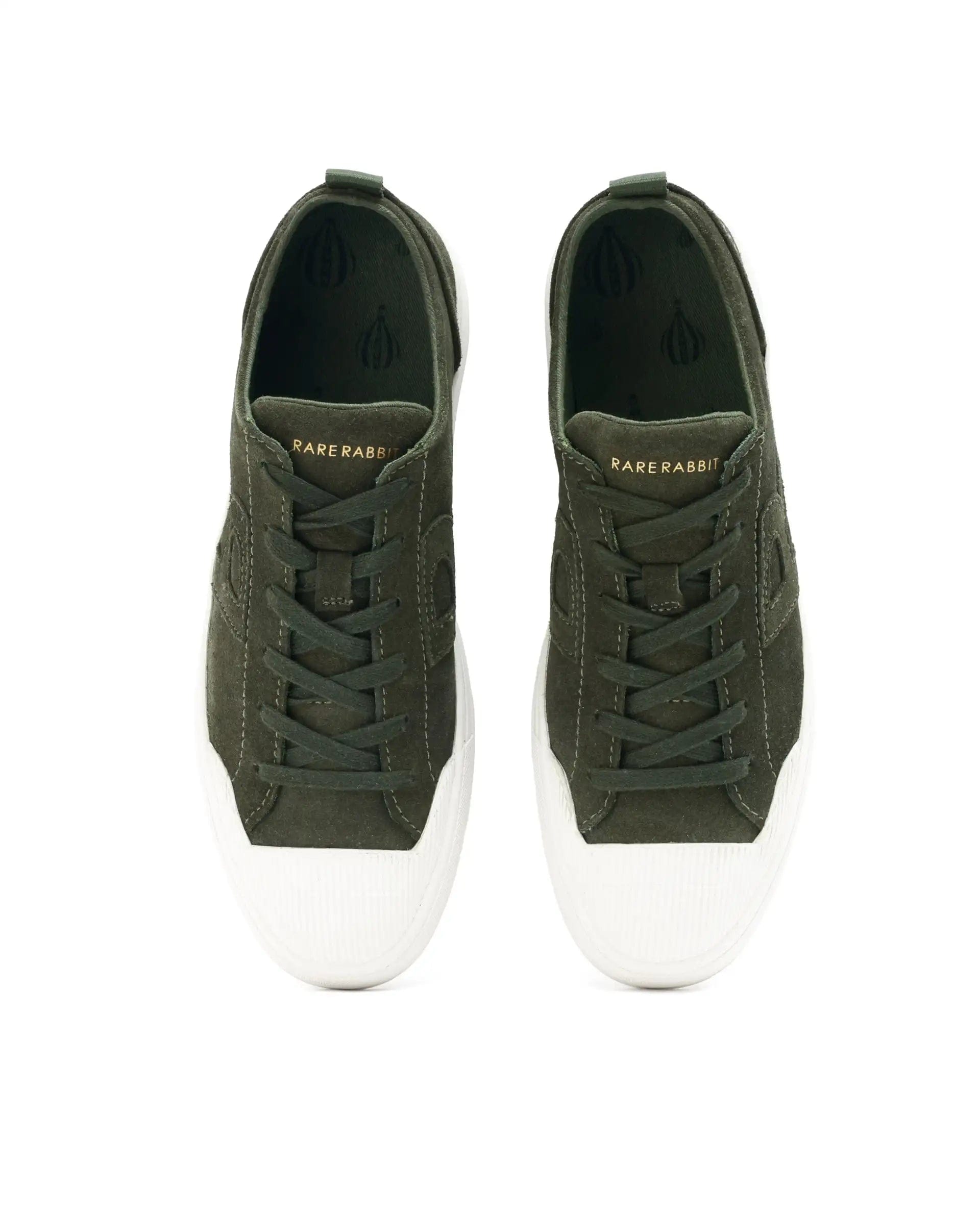 RAREZ Rare Rabbit Mens Sauron Olive Round Toe Premium Suede Lace Up Low Top Sneaker Shoes