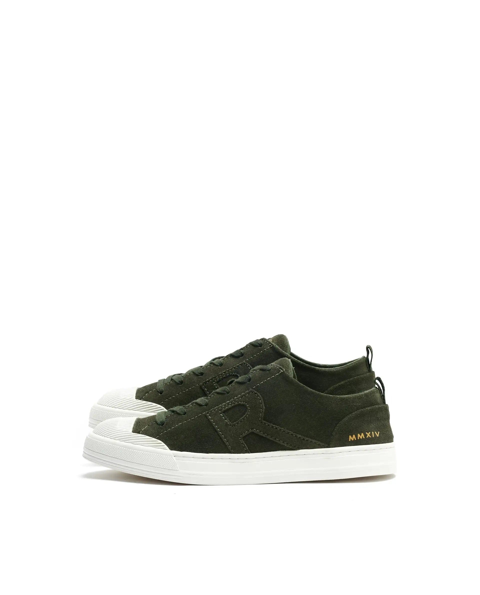 RAREZ Rare Rabbit Mens Sauron Olive Round Toe Premium Suede Lace Up Low Top Sneaker Shoes