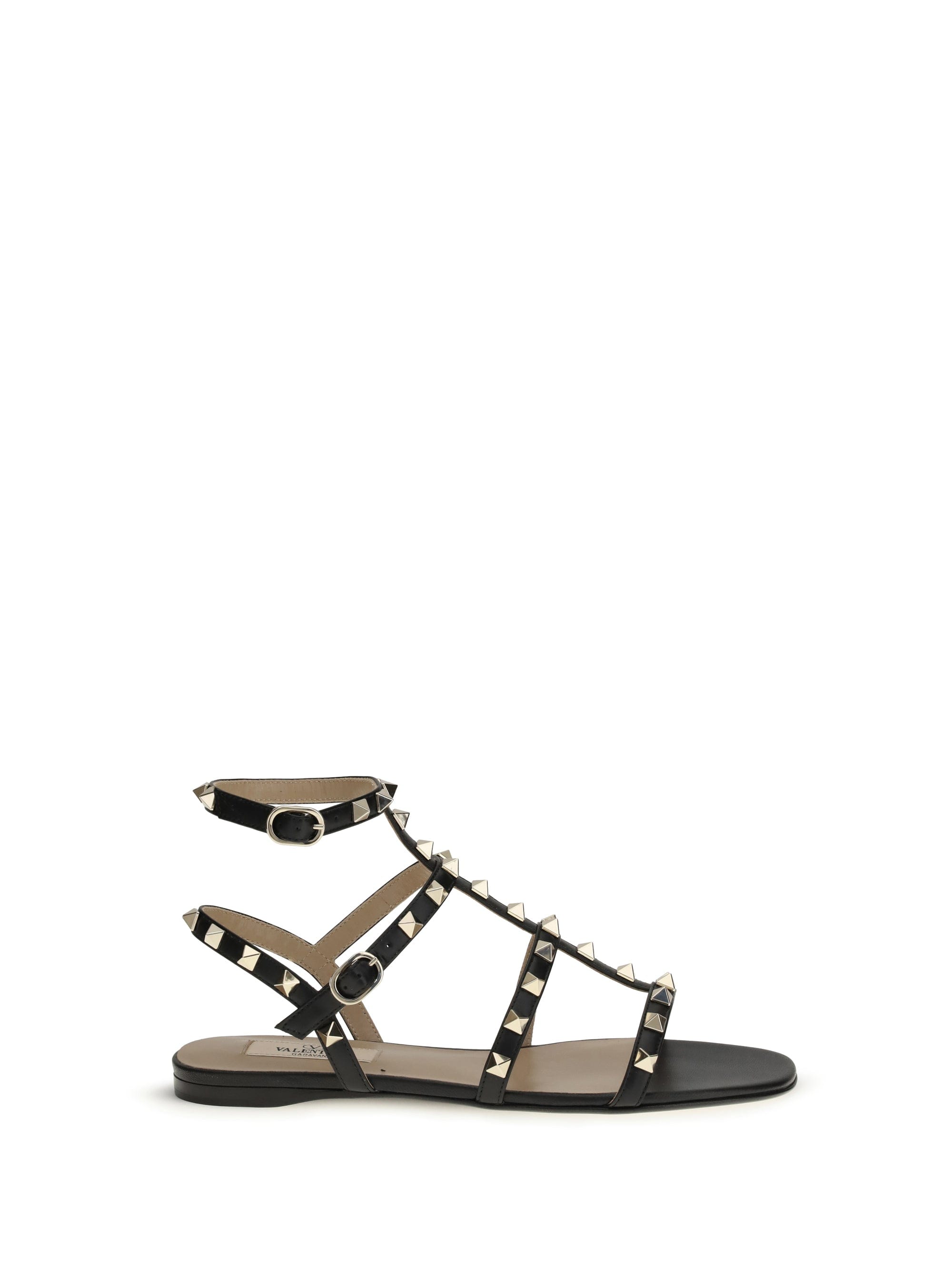 Valentino Garavani Pyramid - Stud Leather Sandal — Black