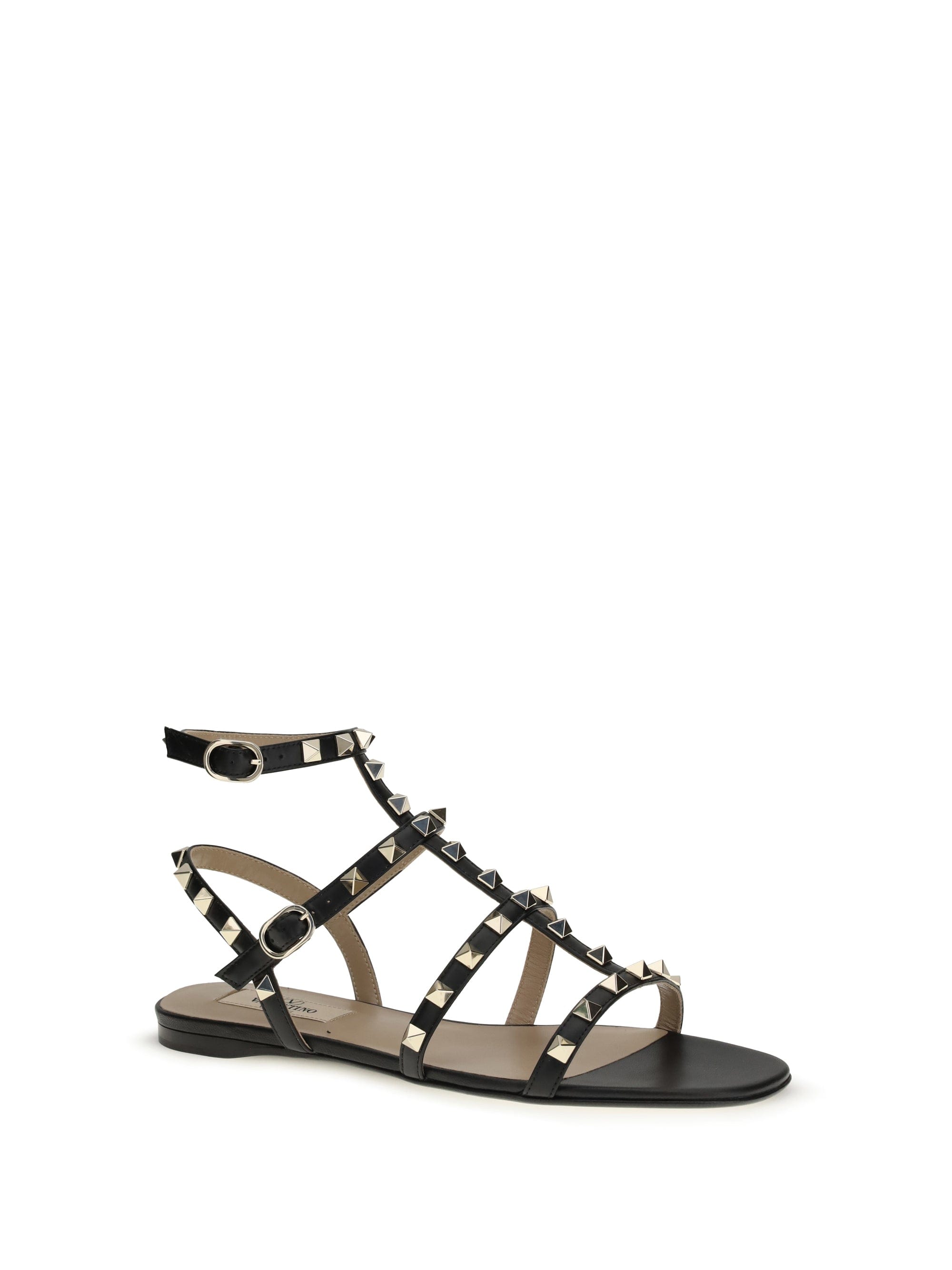 Valentino Garavani Pyramid - Stud Leather Sandal — Black