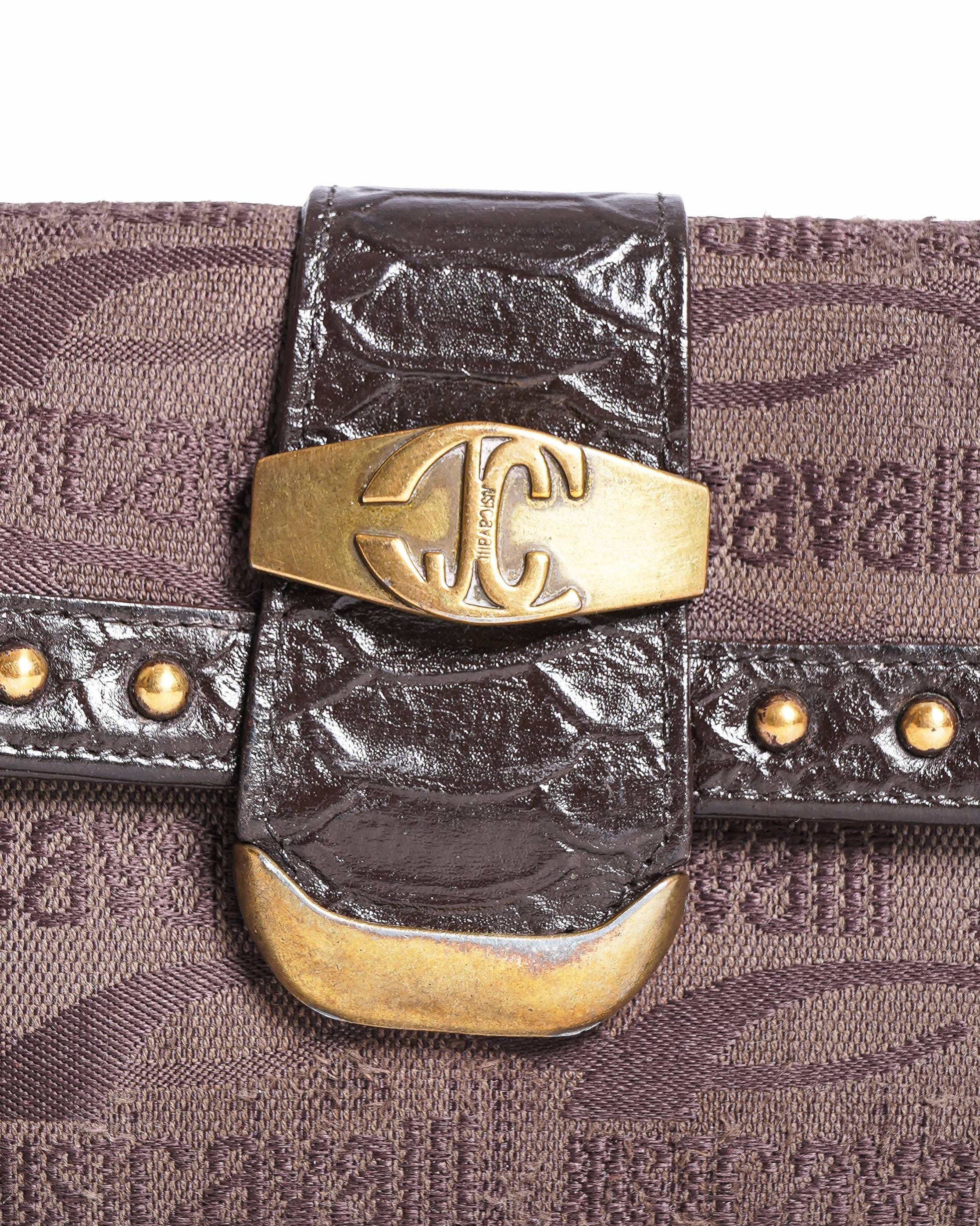 Just Cavalli Monogram Studded Compact Wallet