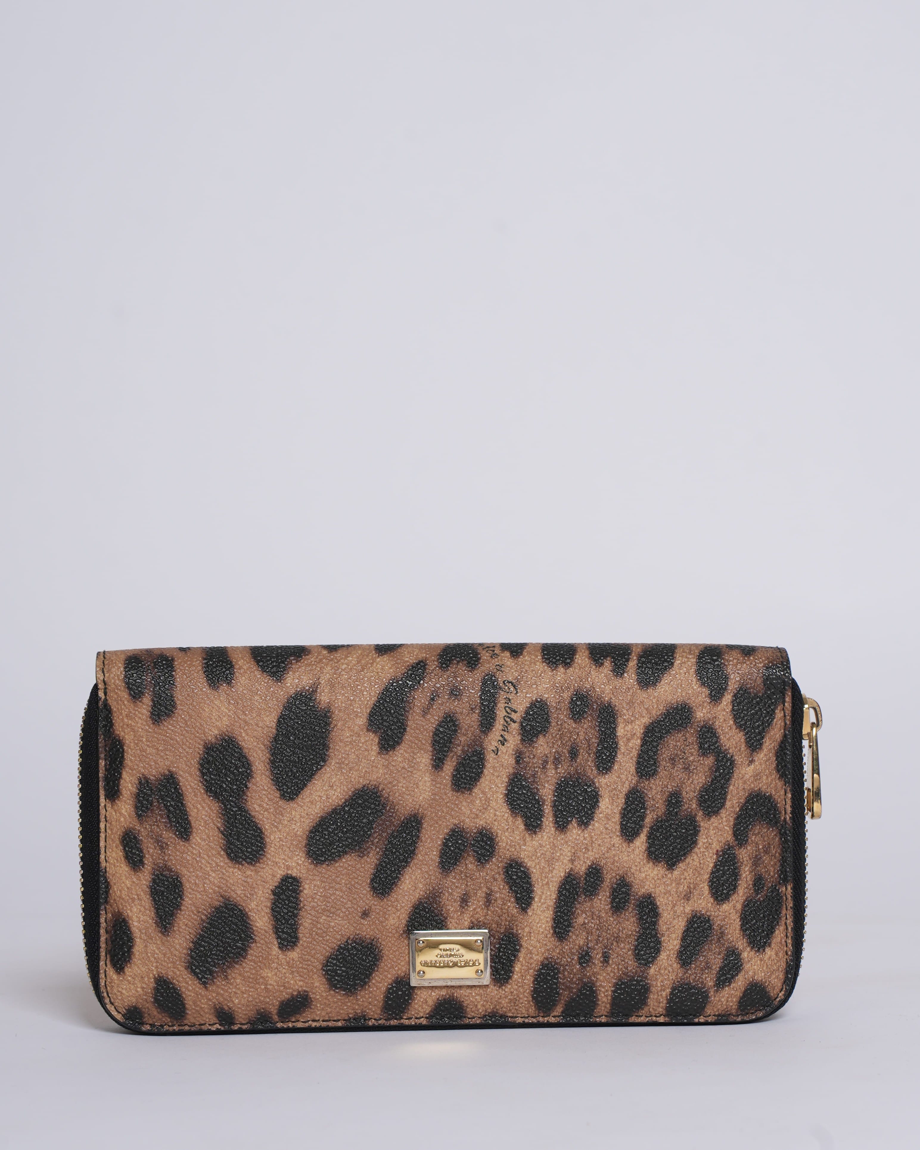 Dolce & Gabbana Leopard Print Coated Canvas Zip - Around Wallet