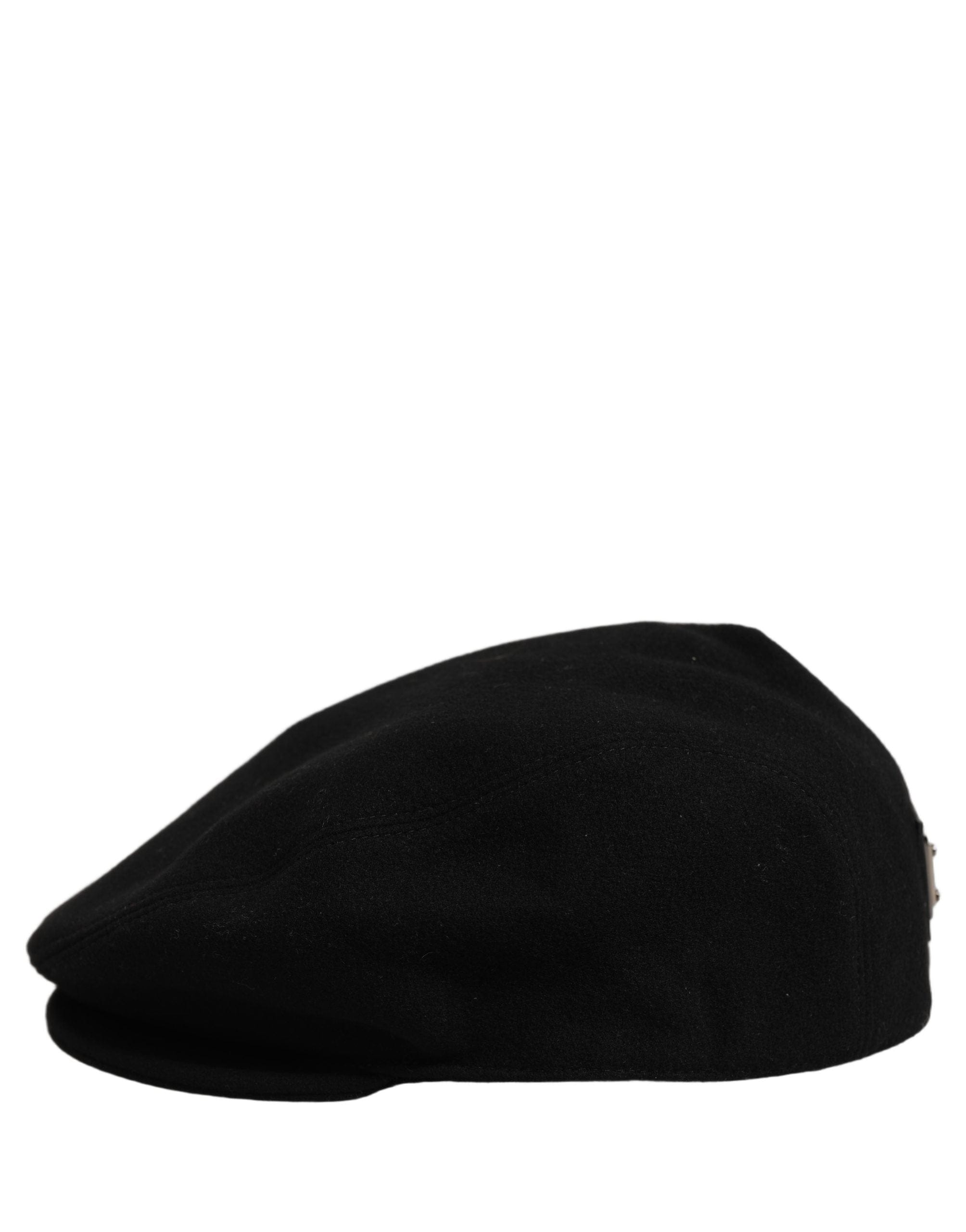 Dolce & Gabbana Men Black Wool Blend Flat Cloth Newsboy Cap Men's Hat