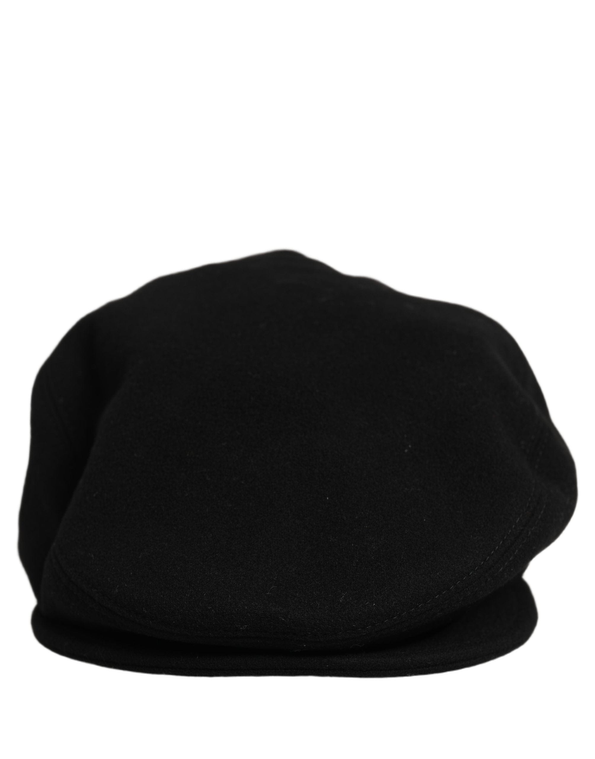 Dolce & Gabbana Men Black Wool Blend Flat Cloth Newsboy Cap Men's Hat