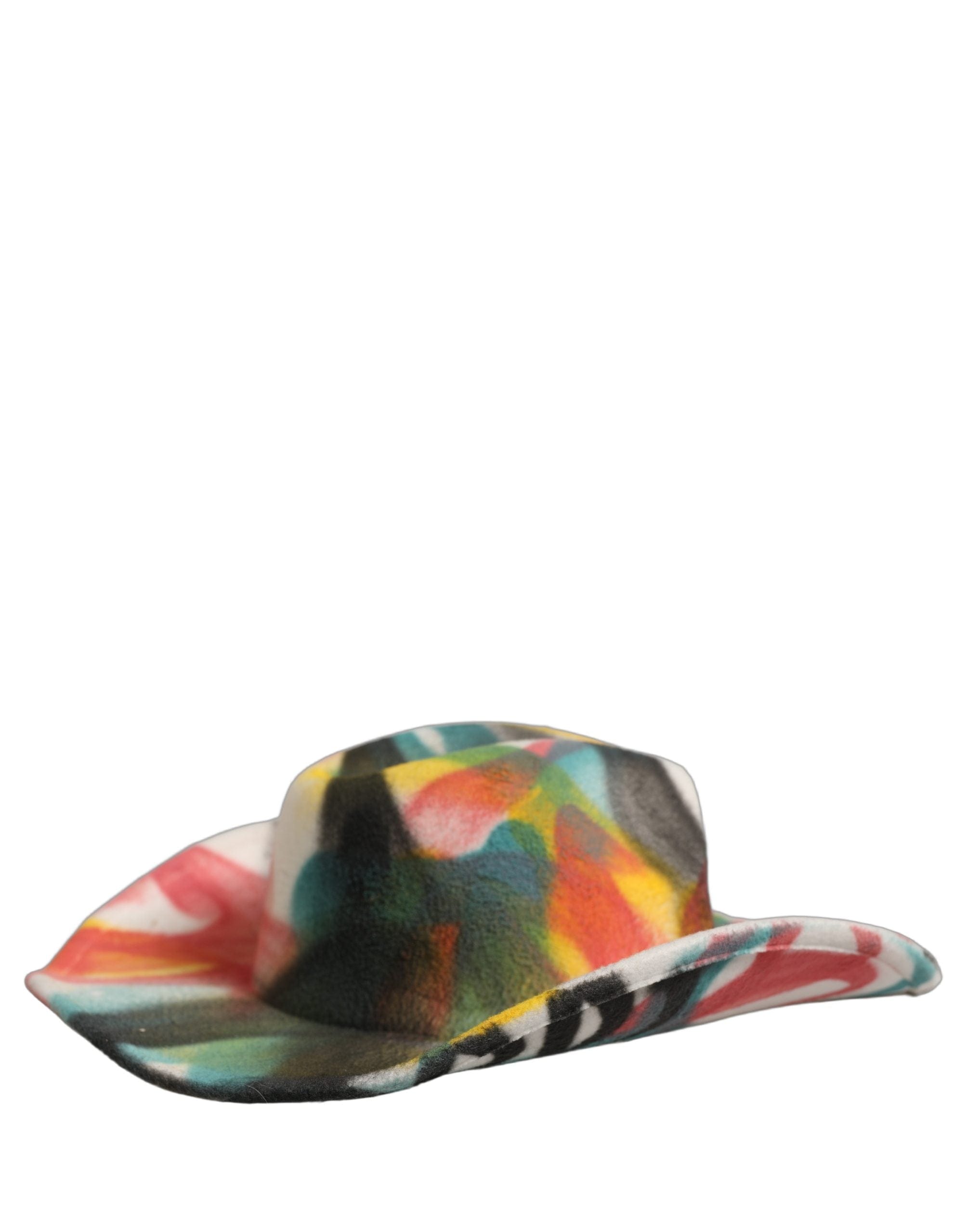 Dolce & Gabbana Men White Graffiti Wide Brim Fedora Capello Men's Hat