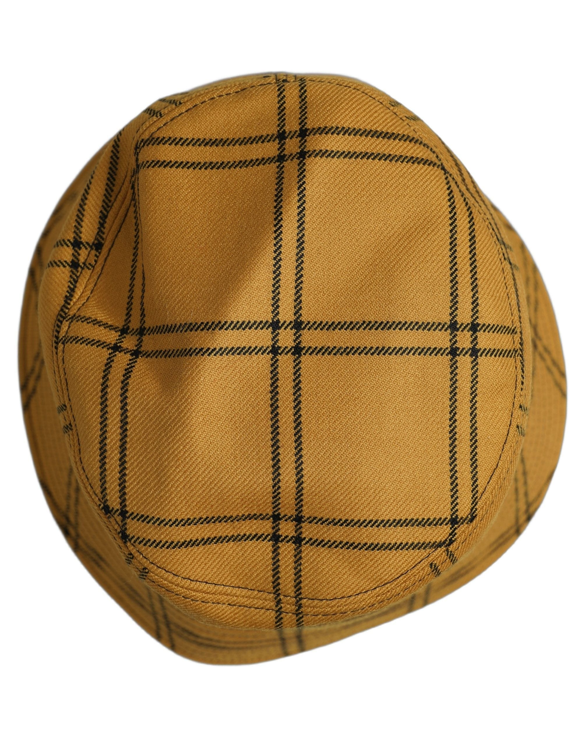 Dolce & Gabbana Men Dark Yellow Check Wide Brim Bucket Cap Men's Hat