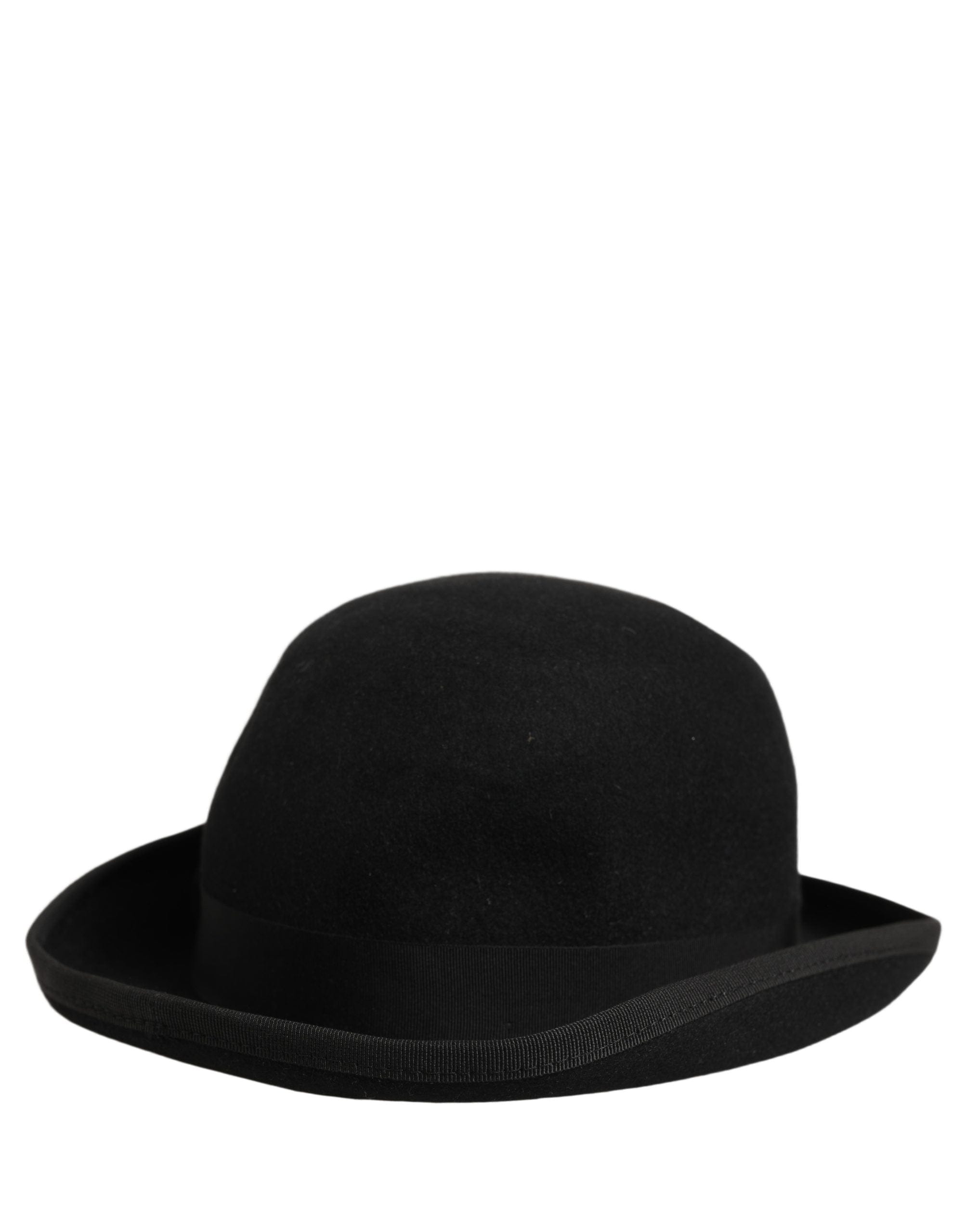 Dolce & Gabbana Men Black Rabbit Fur Felt Bowler Capello Men's Hat