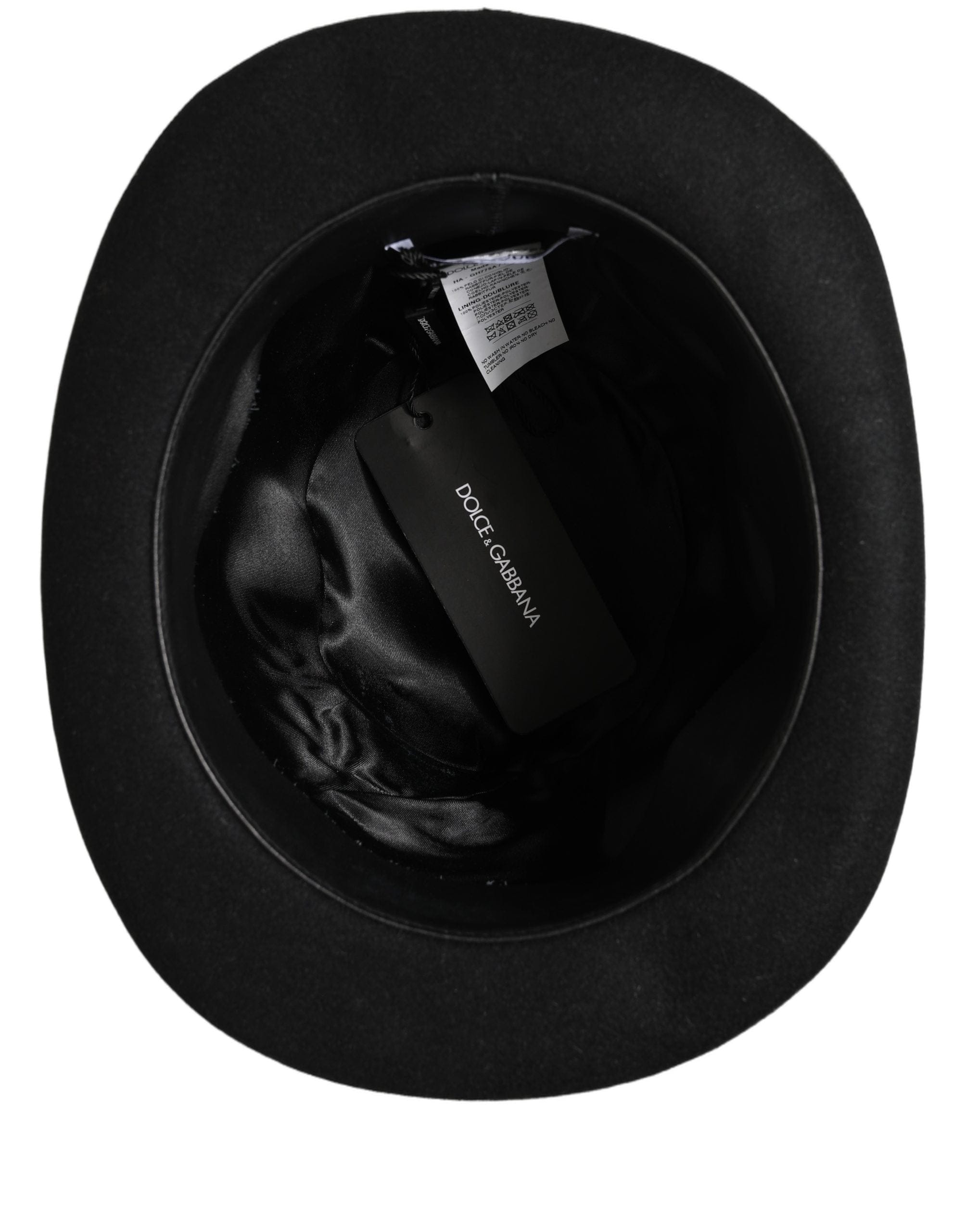 Dolce & Gabbana Men Black Rabbit Fur Felt Bowler Capello Men's Hat