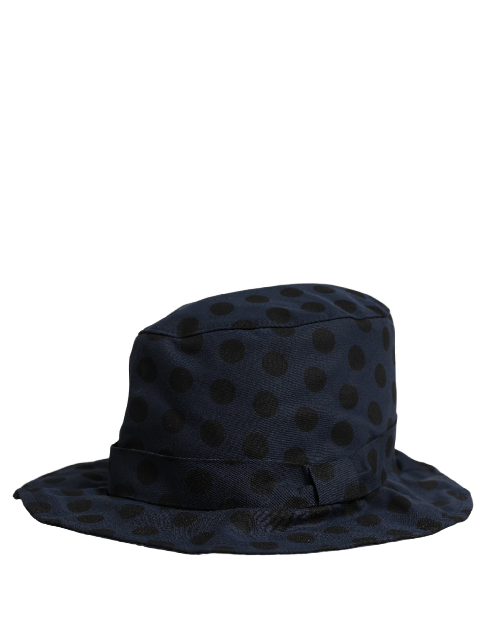 Dolce & Gabbana Blue Black Polka Dot Cotton Bucket Capello Women's Hat