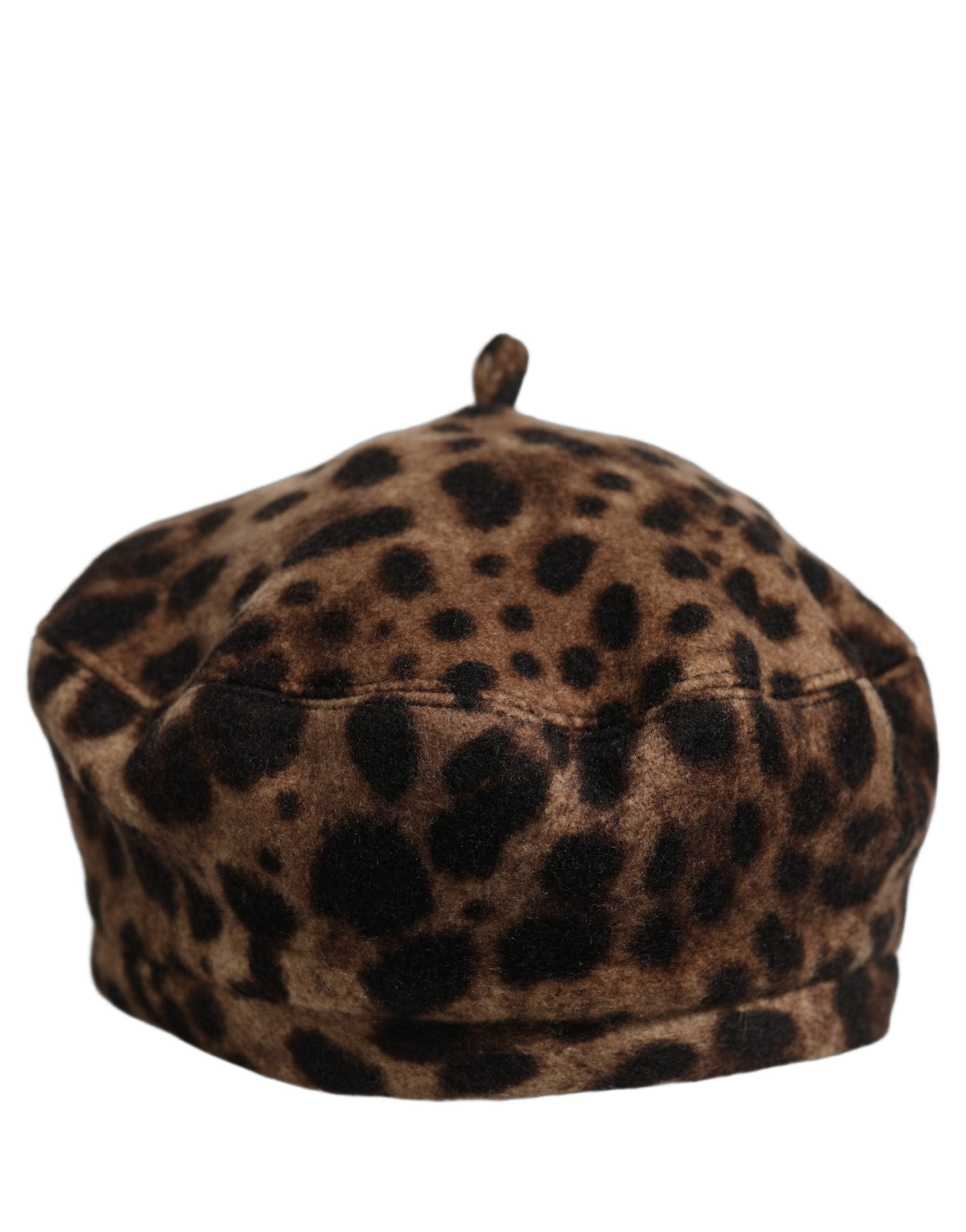 Dolce & Gabbana Brown Leopard French Style Beret Capello Women's Hat