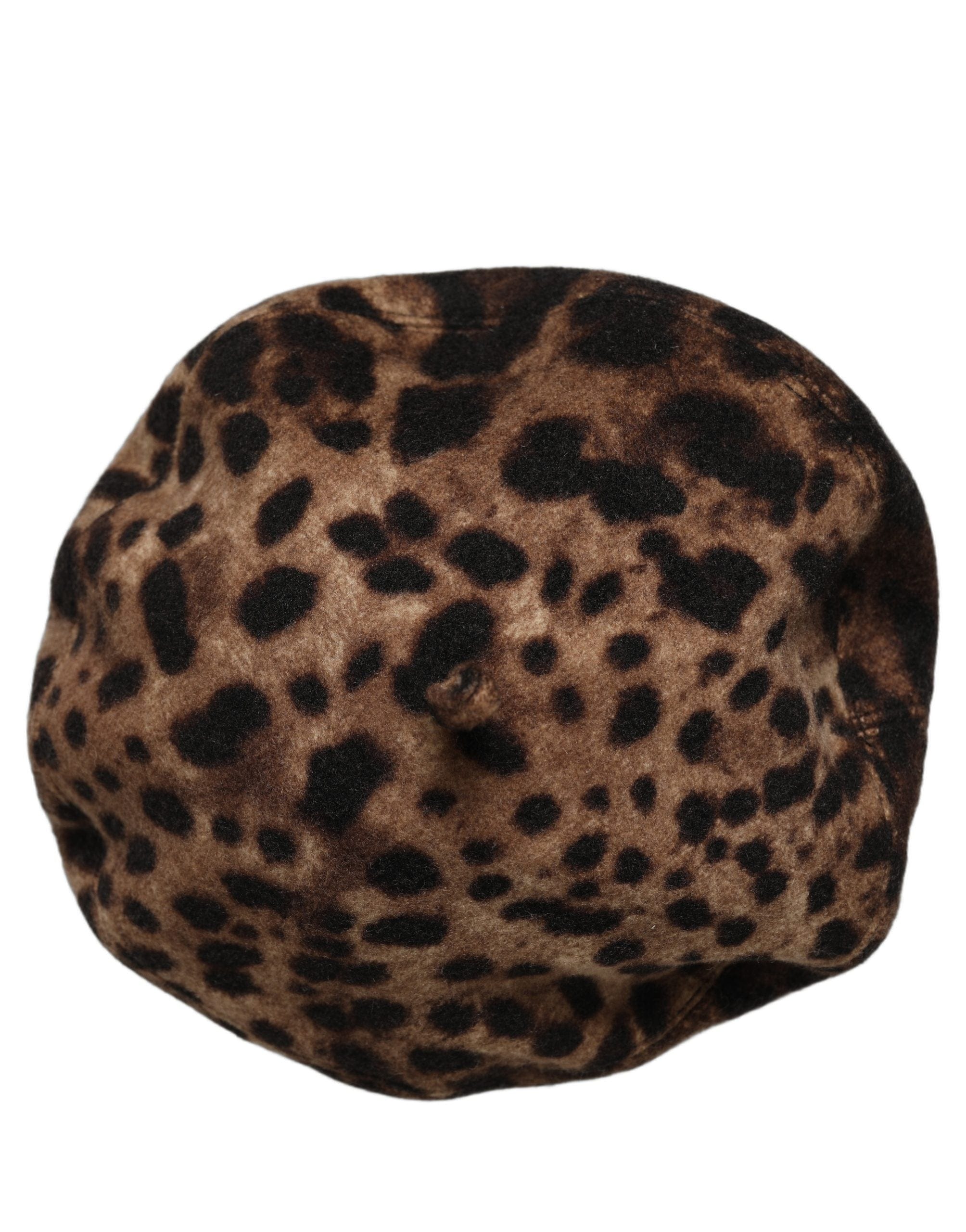 Dolce & Gabbana Brown Leopard French Style Beret Capello Women's Hat