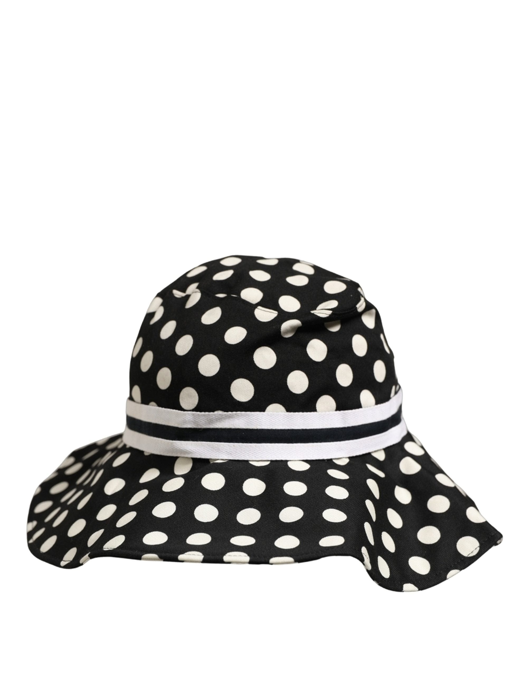 Dolce & Gabbana Black White Polka Dot Cotton Bucket Capello Women's Hat