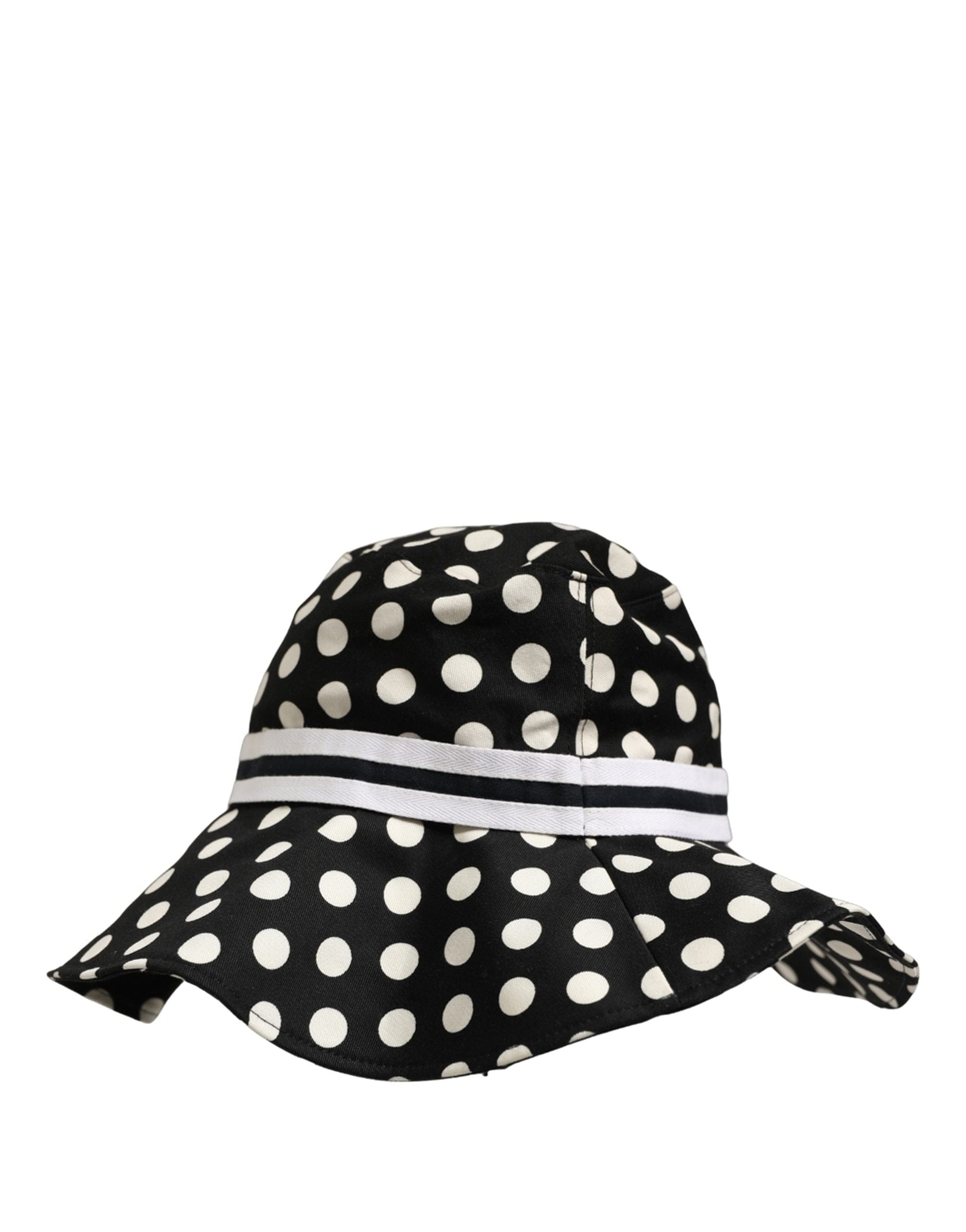 Dolce & Gabbana Black White Polka Dot Cotton Bucket Capello Women's Hat