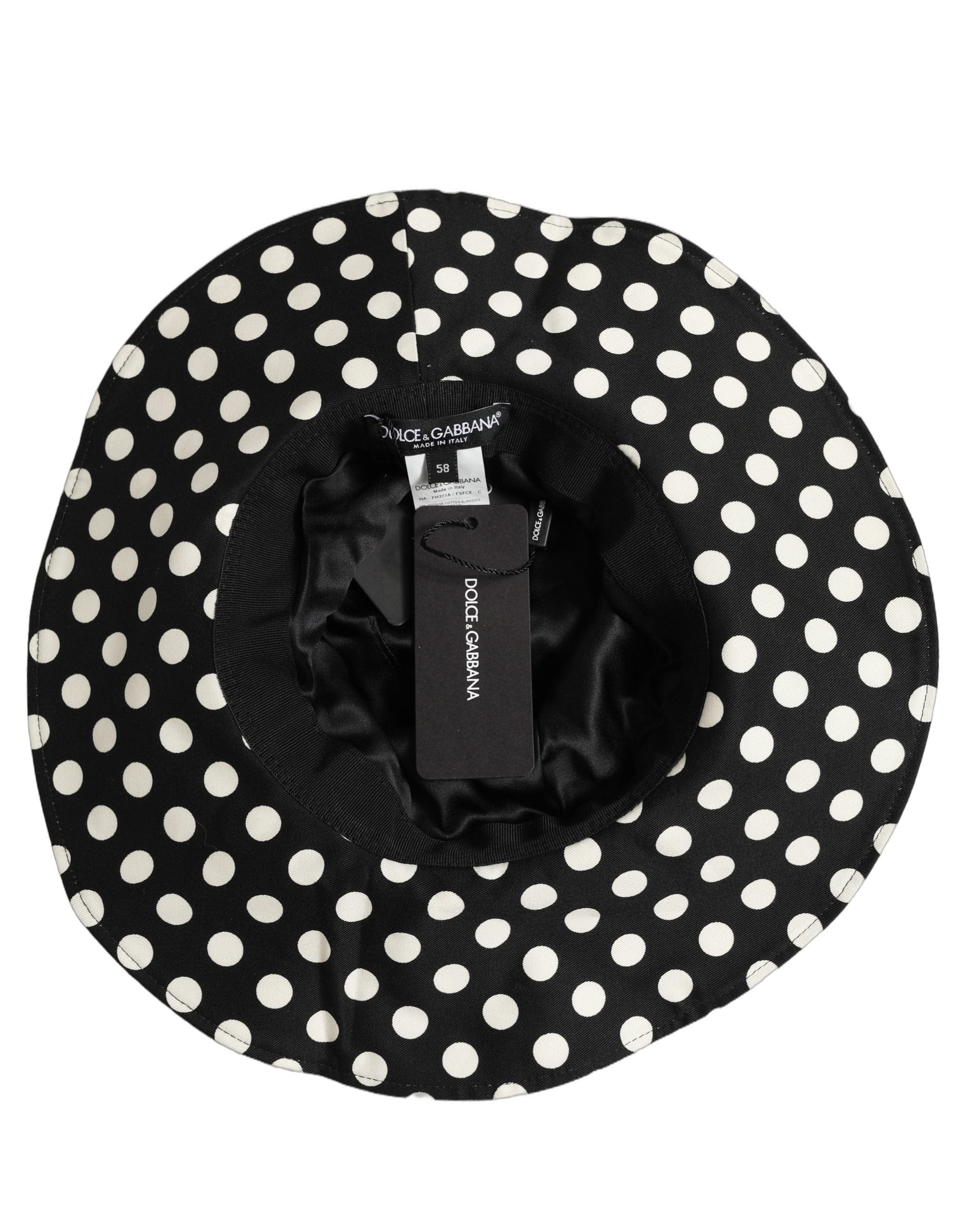 Dolce & Gabbana Black White Polka Dot Cotton Bucket Capello Women's Hat