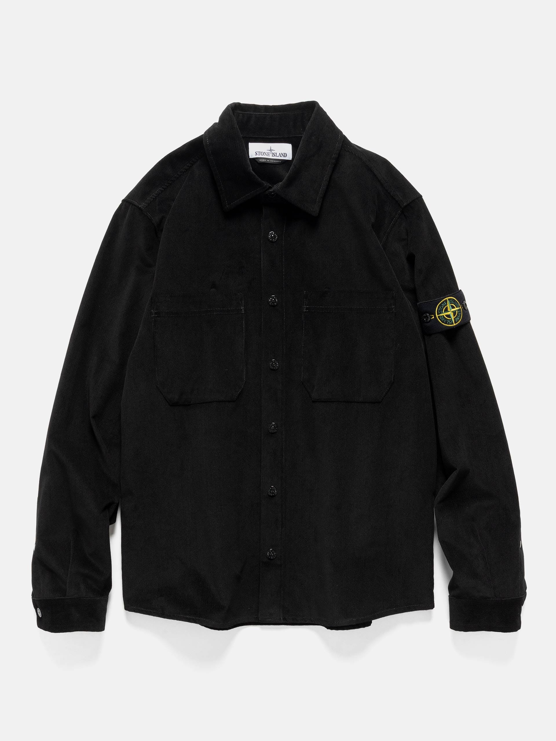 Stone Island Cotton Micro - Corduroy Overshirt Black