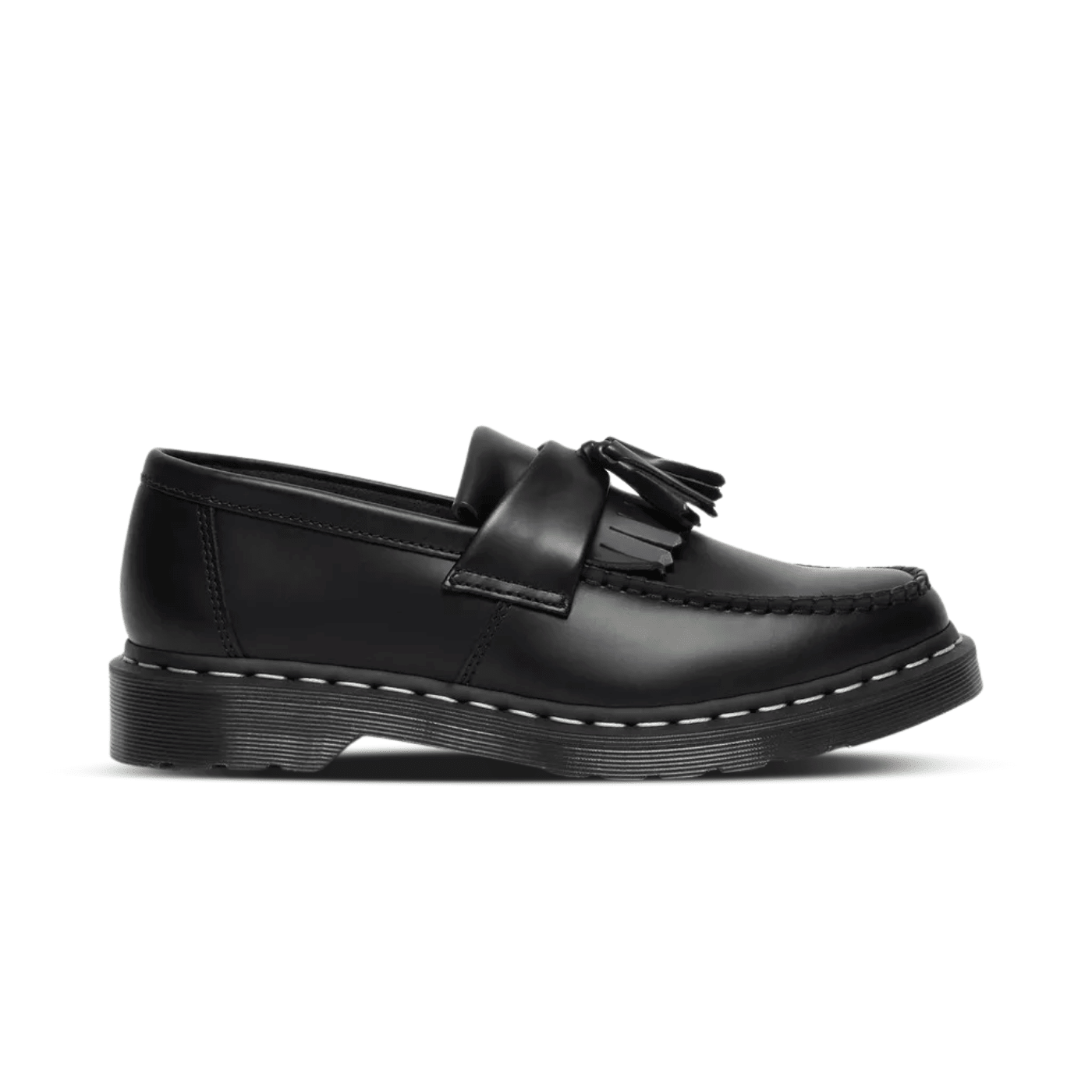 Dr. Martens Adrian White Stitch Smooth Leather Loafers Black