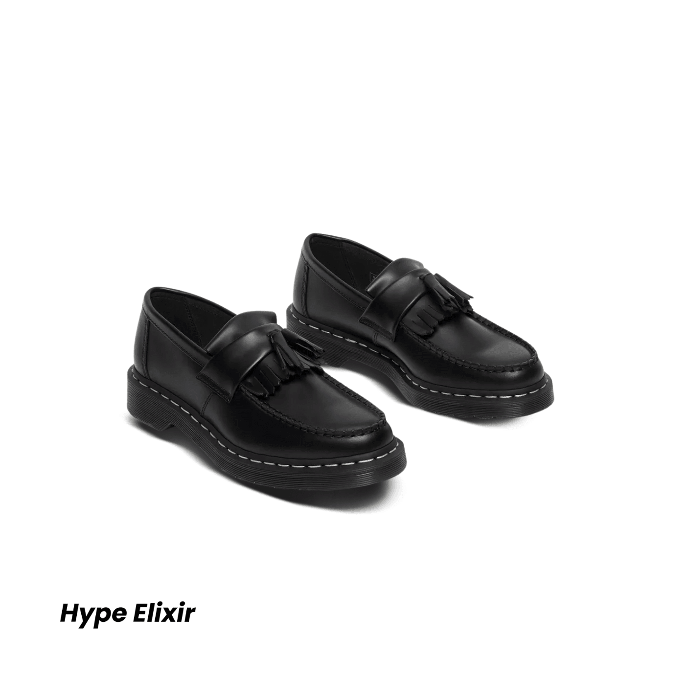 Dr. Martens Adrian White Stitch Smooth Leather Loafers Black