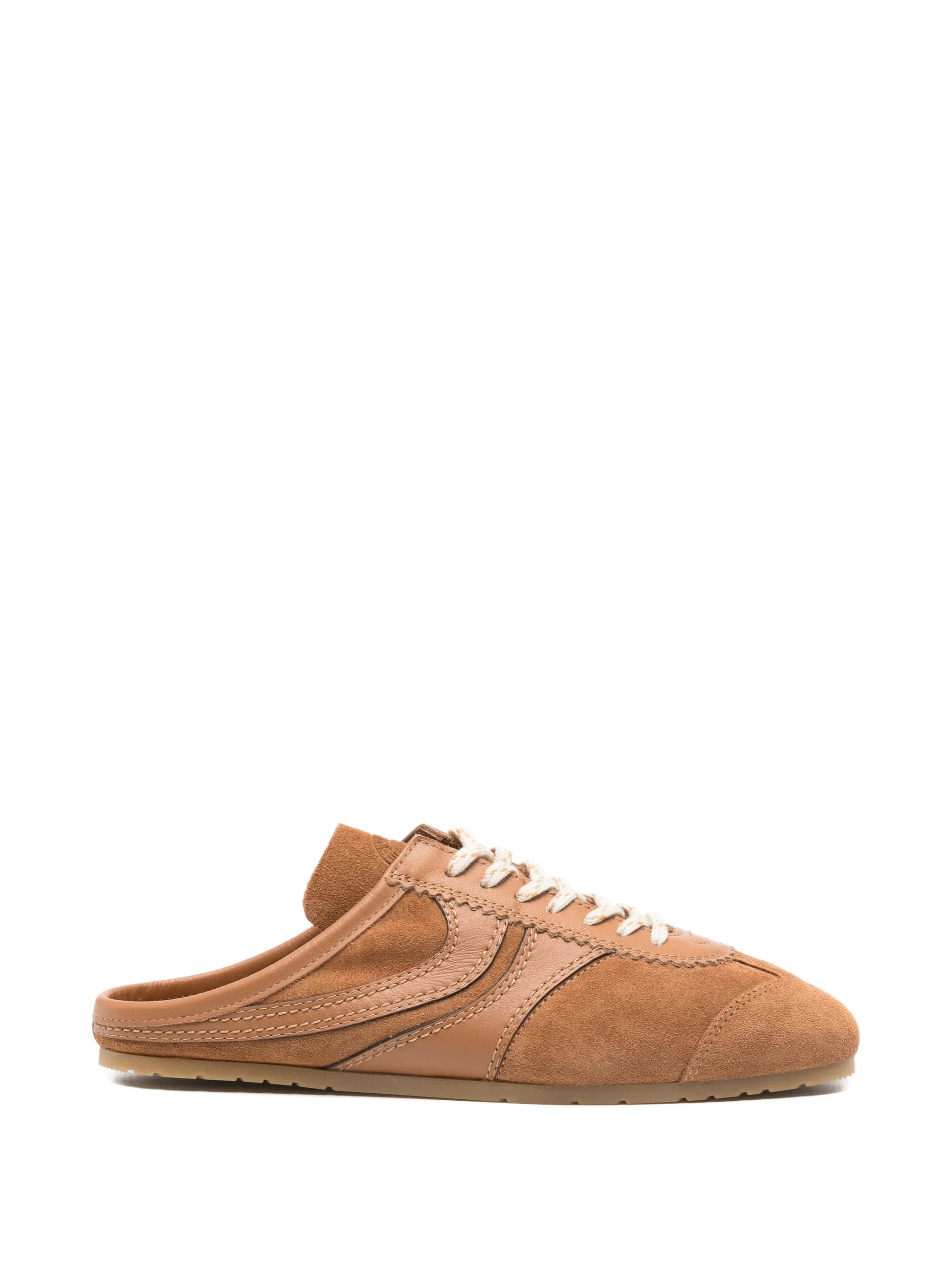 Dries Van Noten leather - trim suede sneakers