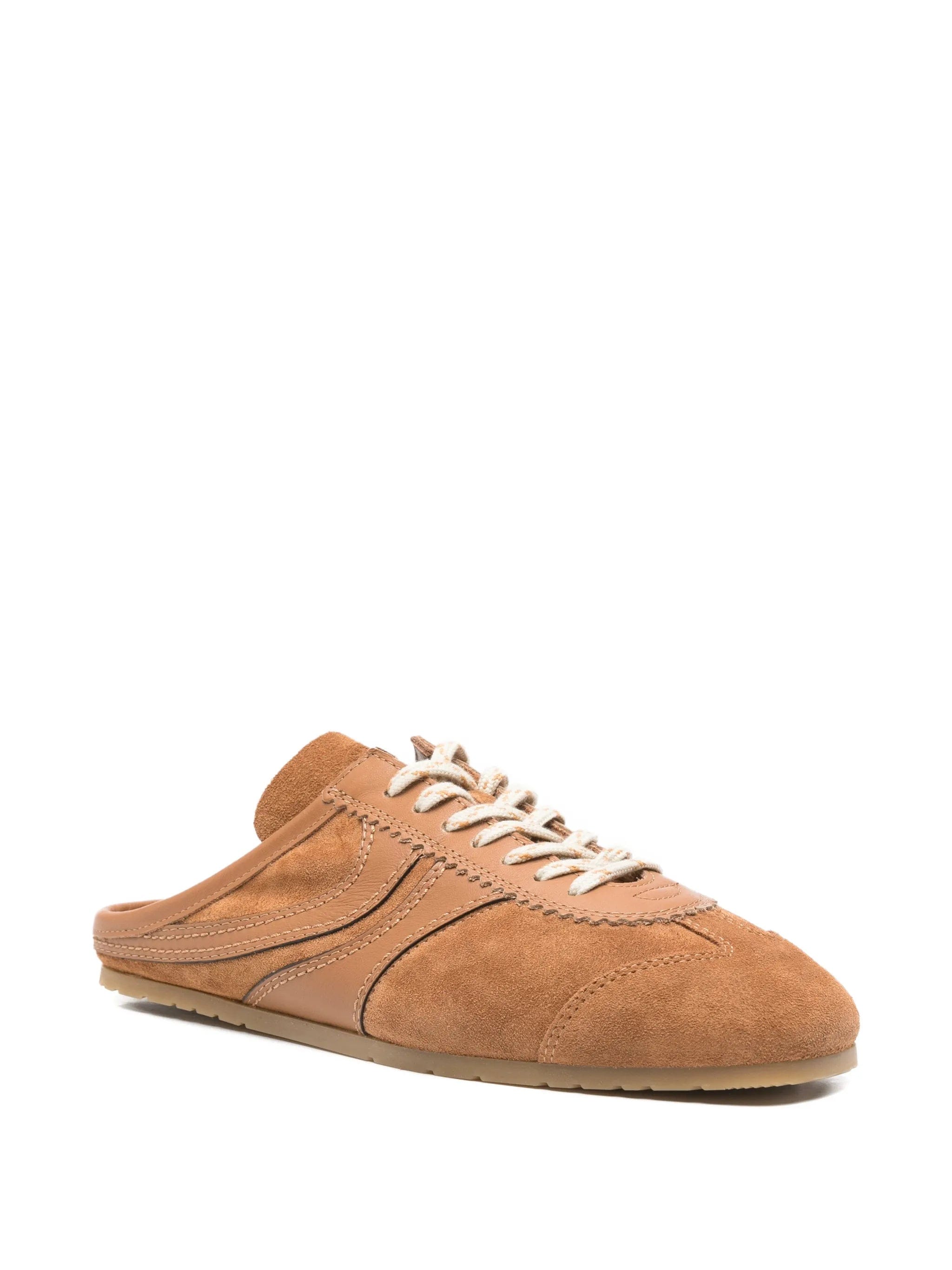 Dries Van Noten leather - trim suede sneakers
