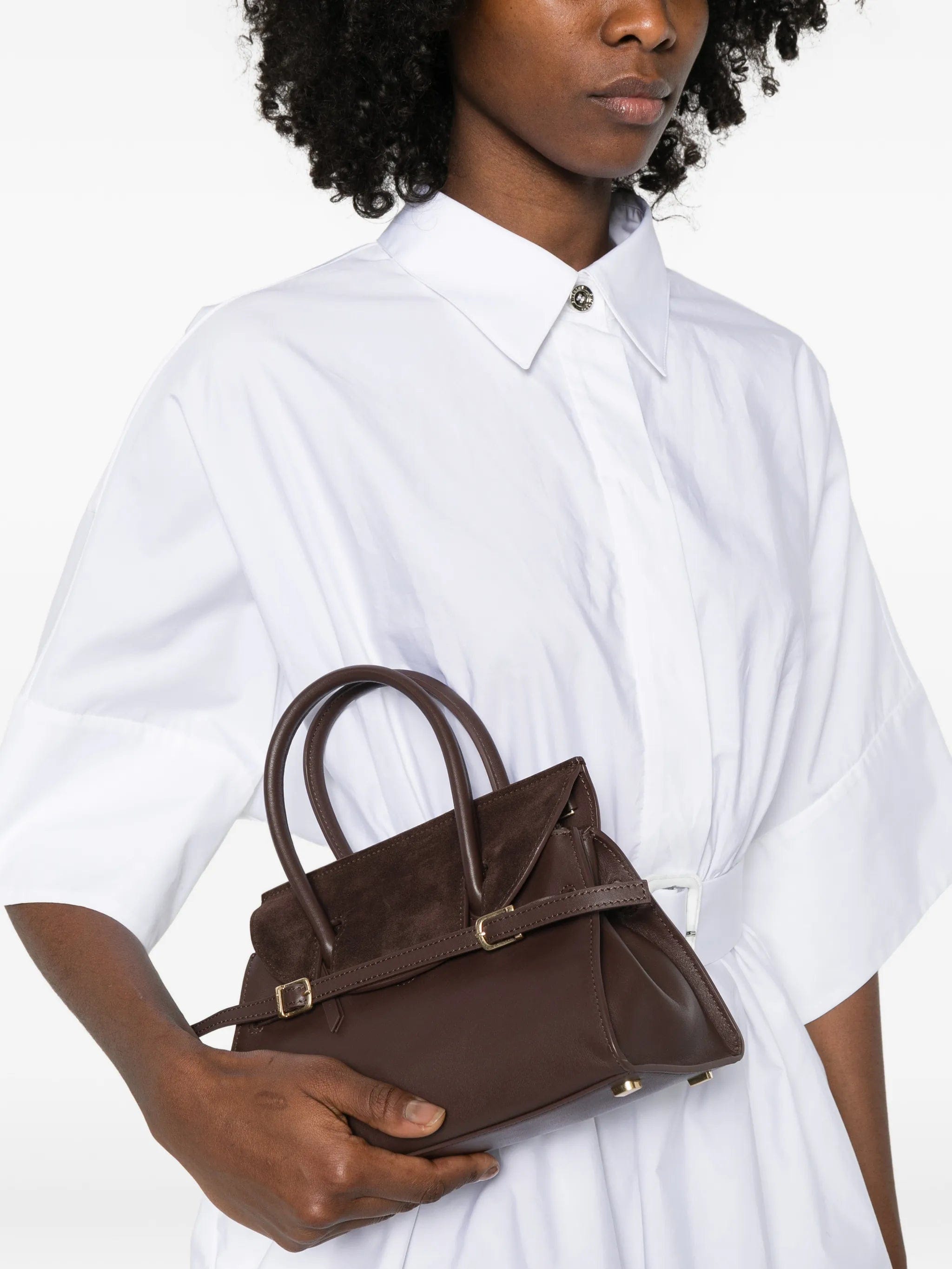 Simkhai small River suede - panel buckled tote bag