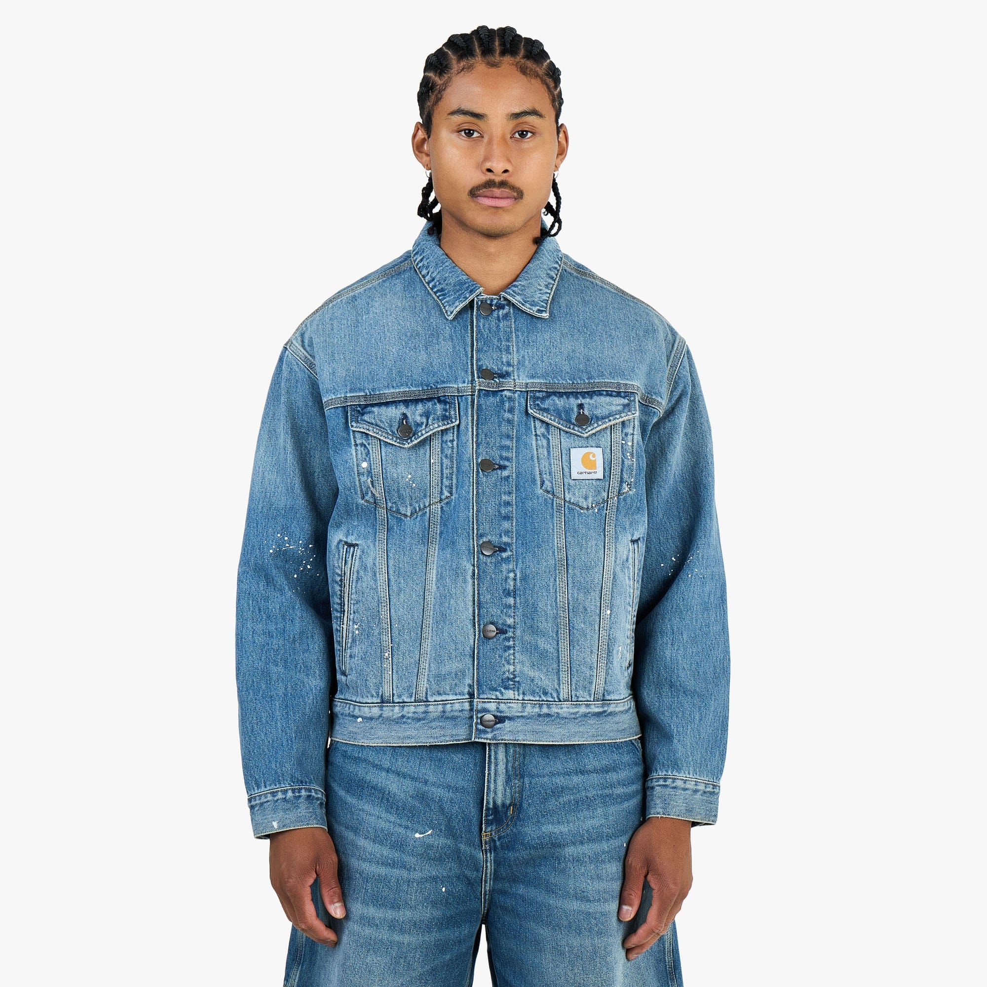 Carhartt WIP Helston Jacket Blue / Destroy Wash - Splatter