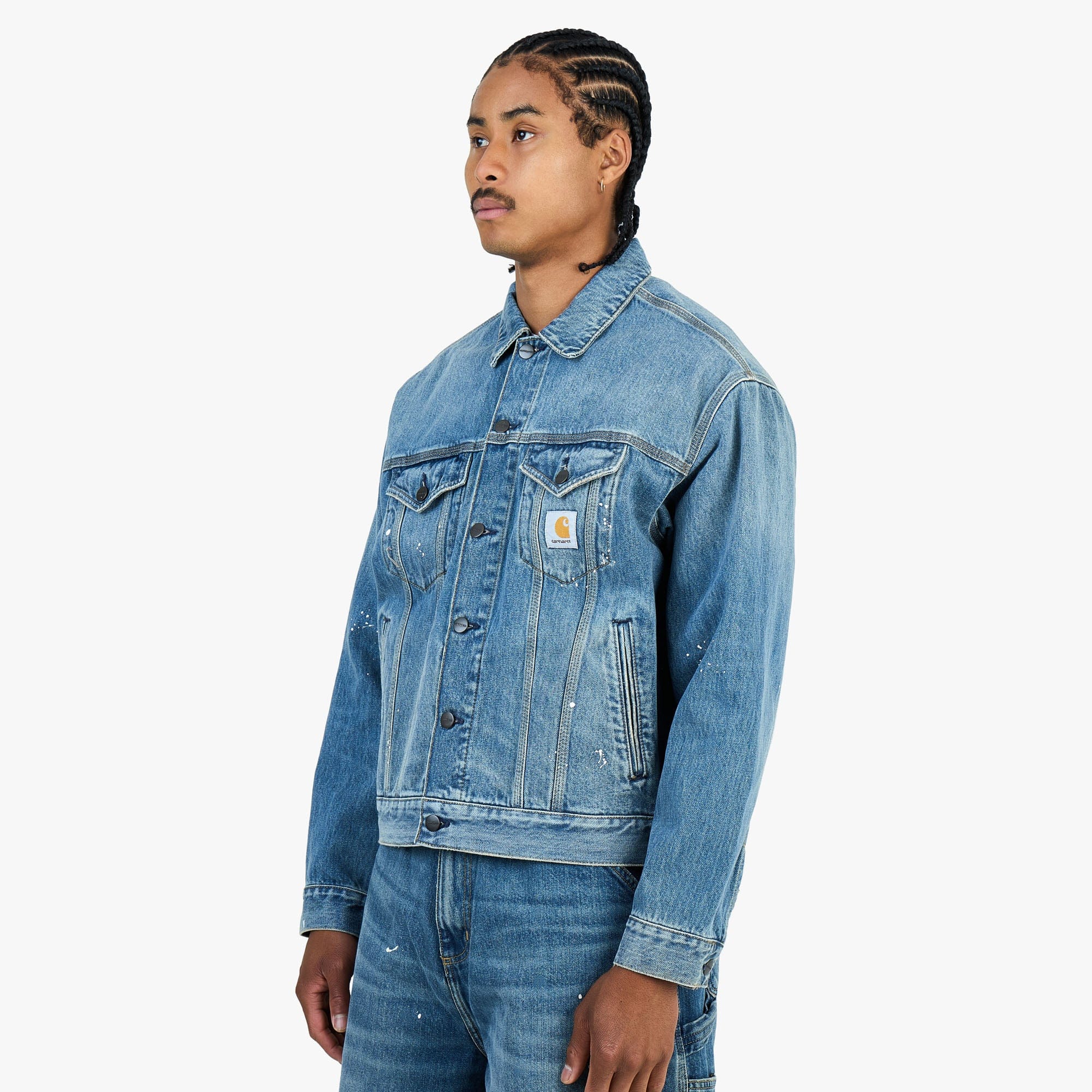 Carhartt WIP Helston Jacket Blue / Destroy Wash - Splatter