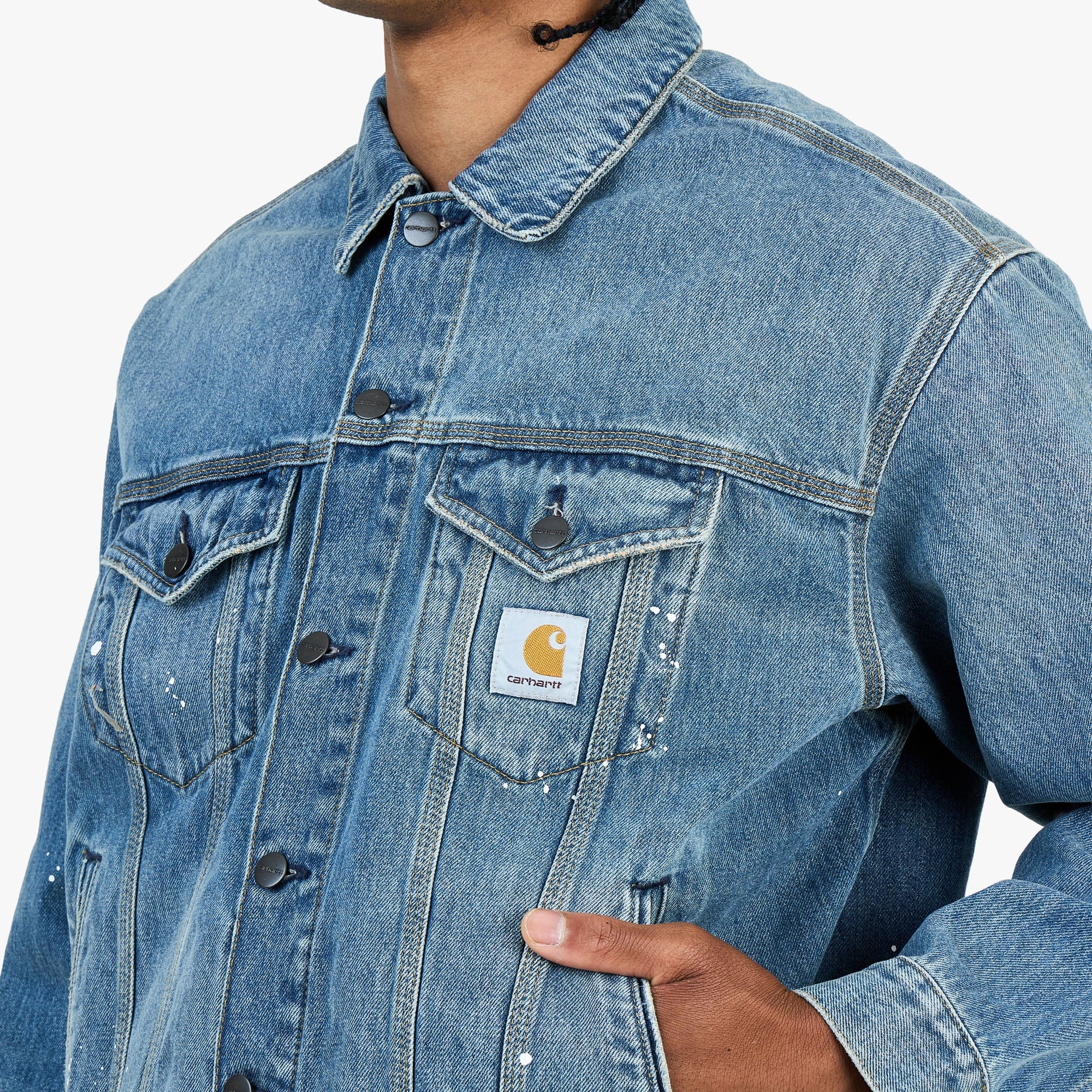 Carhartt WIP Helston Jacket Blue / Destroy Wash - Splatter