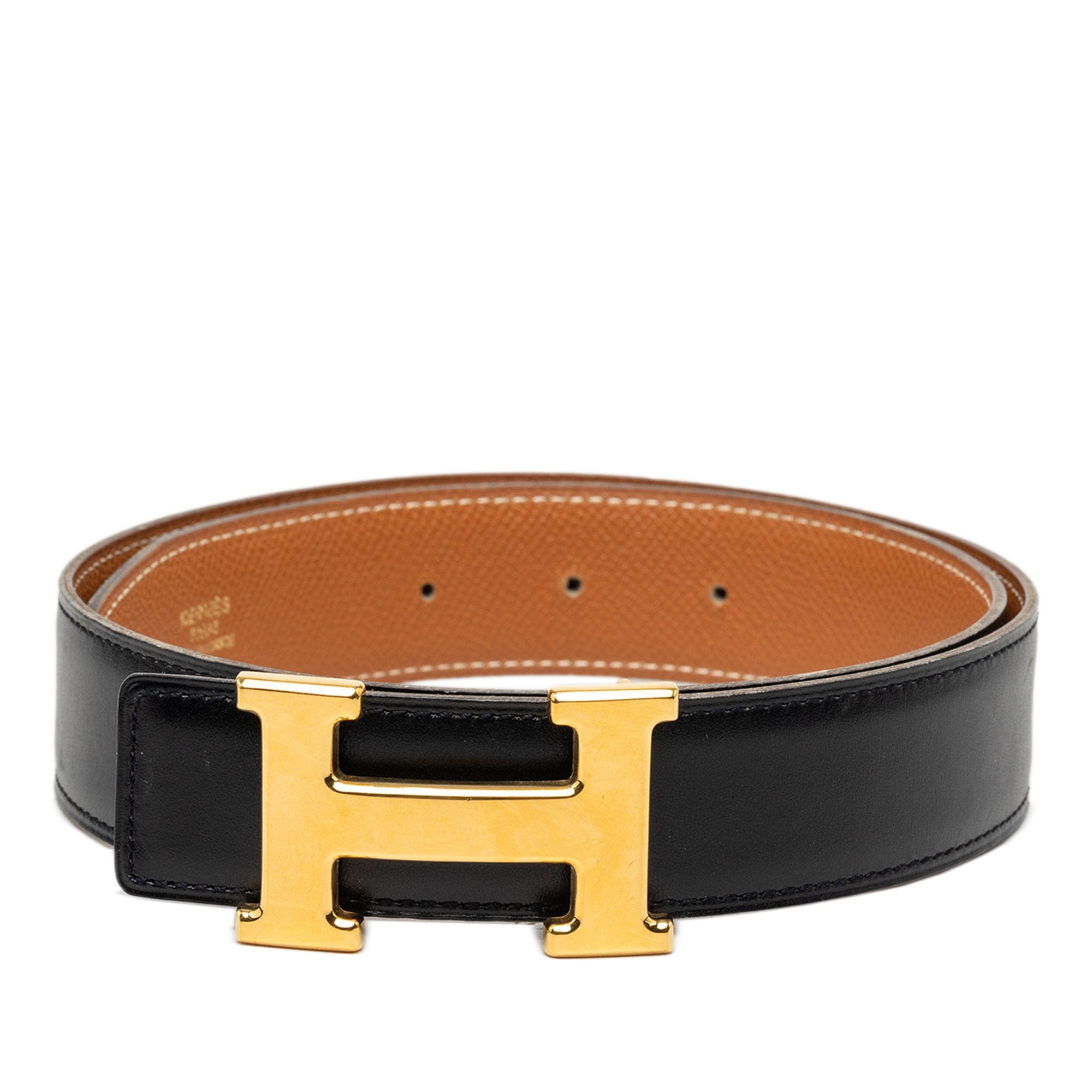 Hermès Box Calf and Courchevel Constance H Reversible Belt