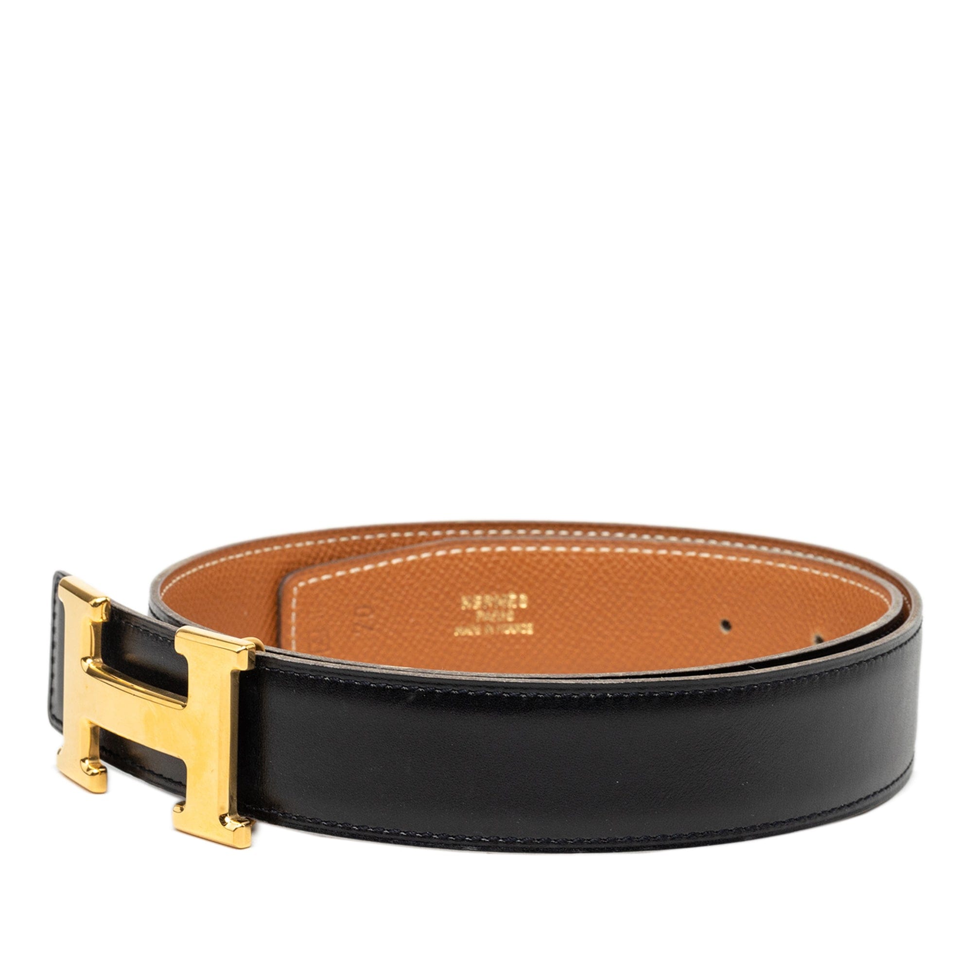 Hermès Box Calf and Courchevel Constance H Reversible Belt