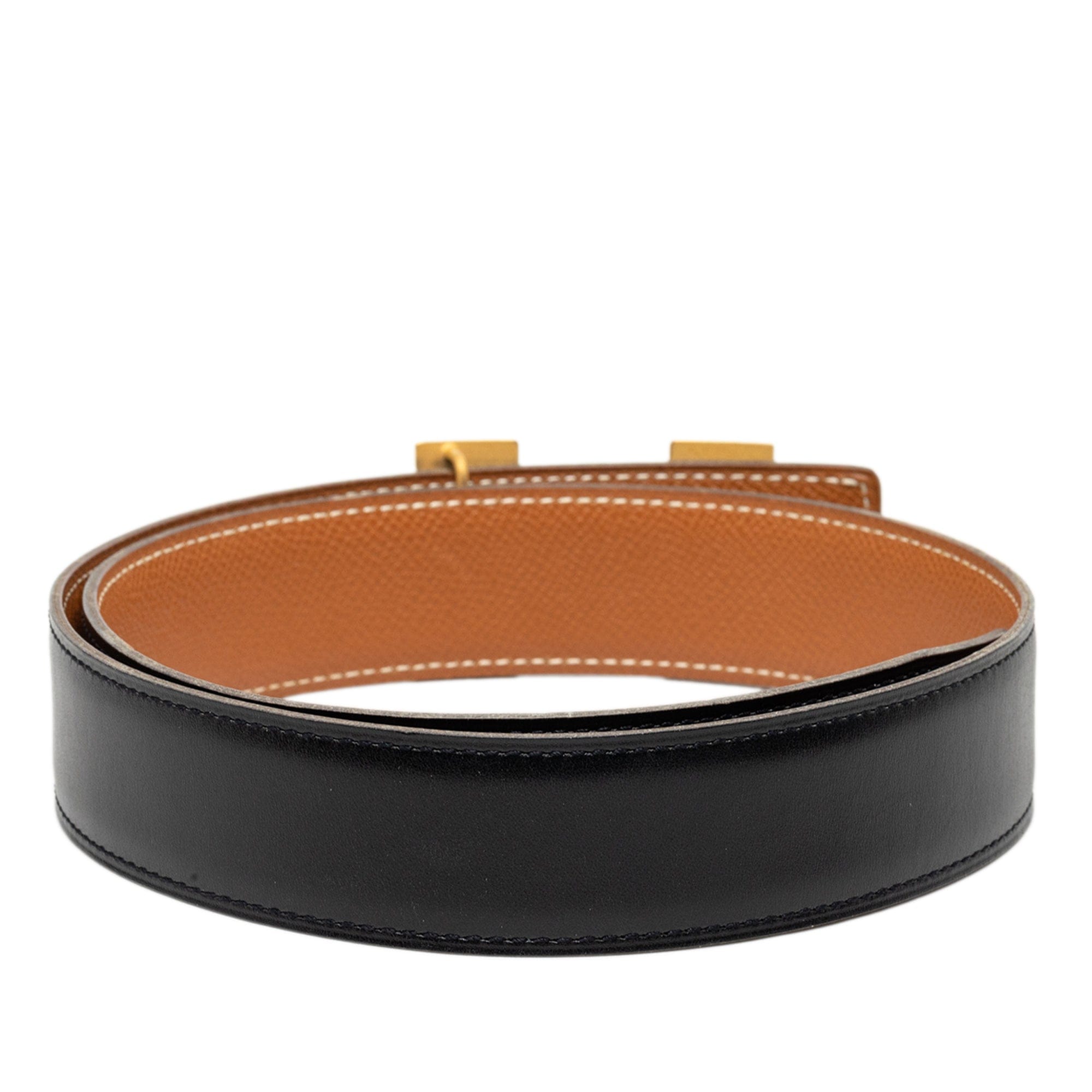 Hermès Box Calf and Courchevel Constance H Reversible Belt
