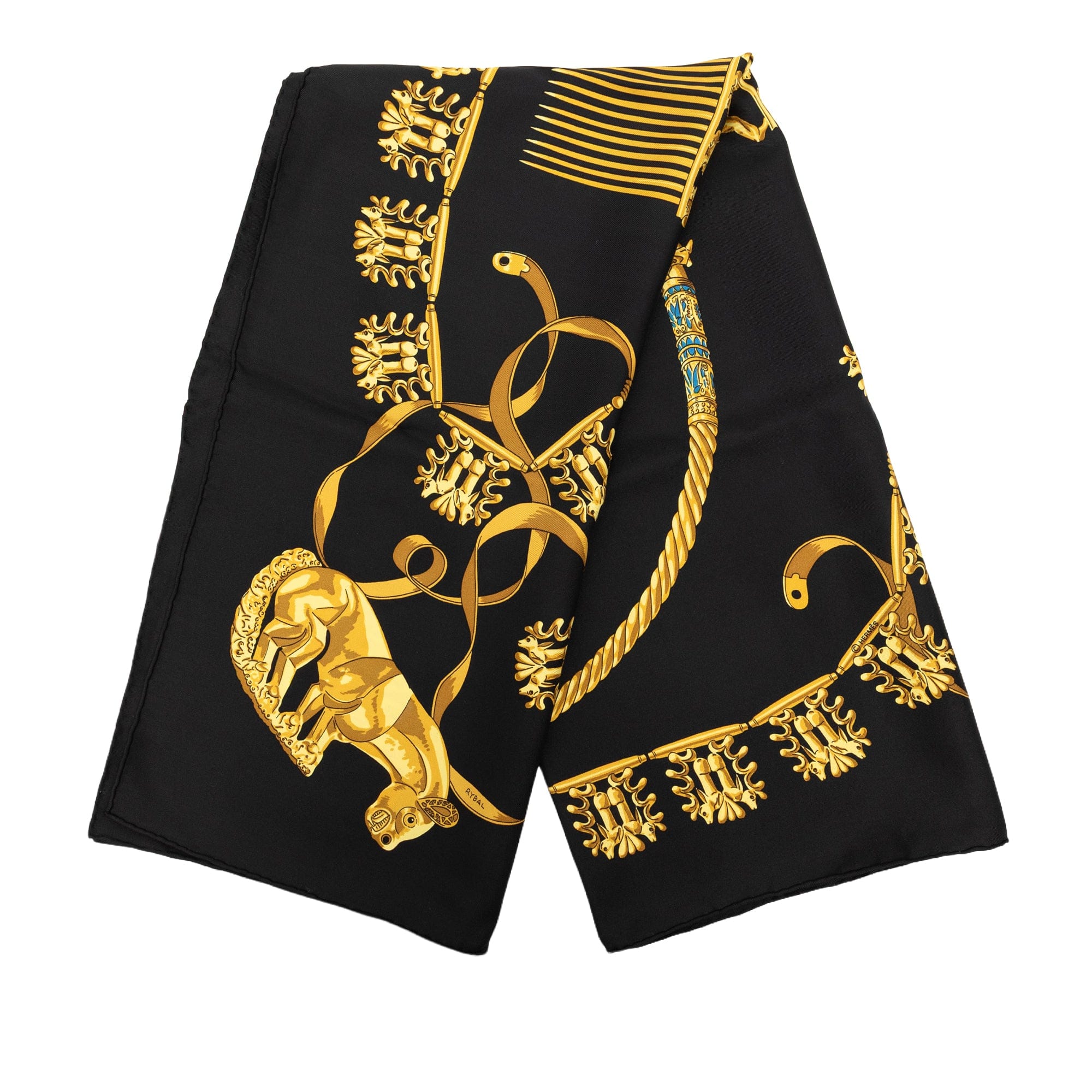 Hermès Les Cavaliers d Or Silk Scarf 90