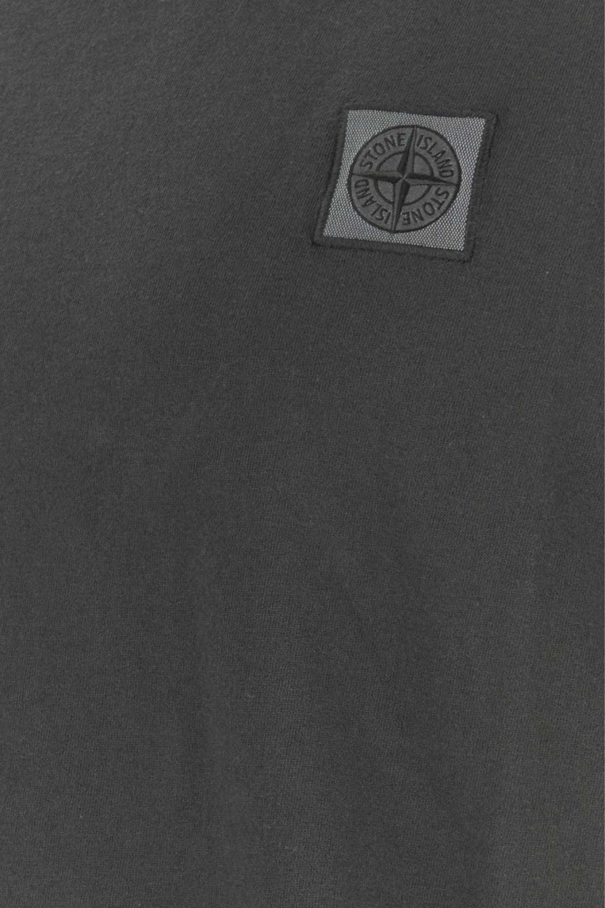 Stone Island Logo - Embroidered Cotton T - shirt — Gray