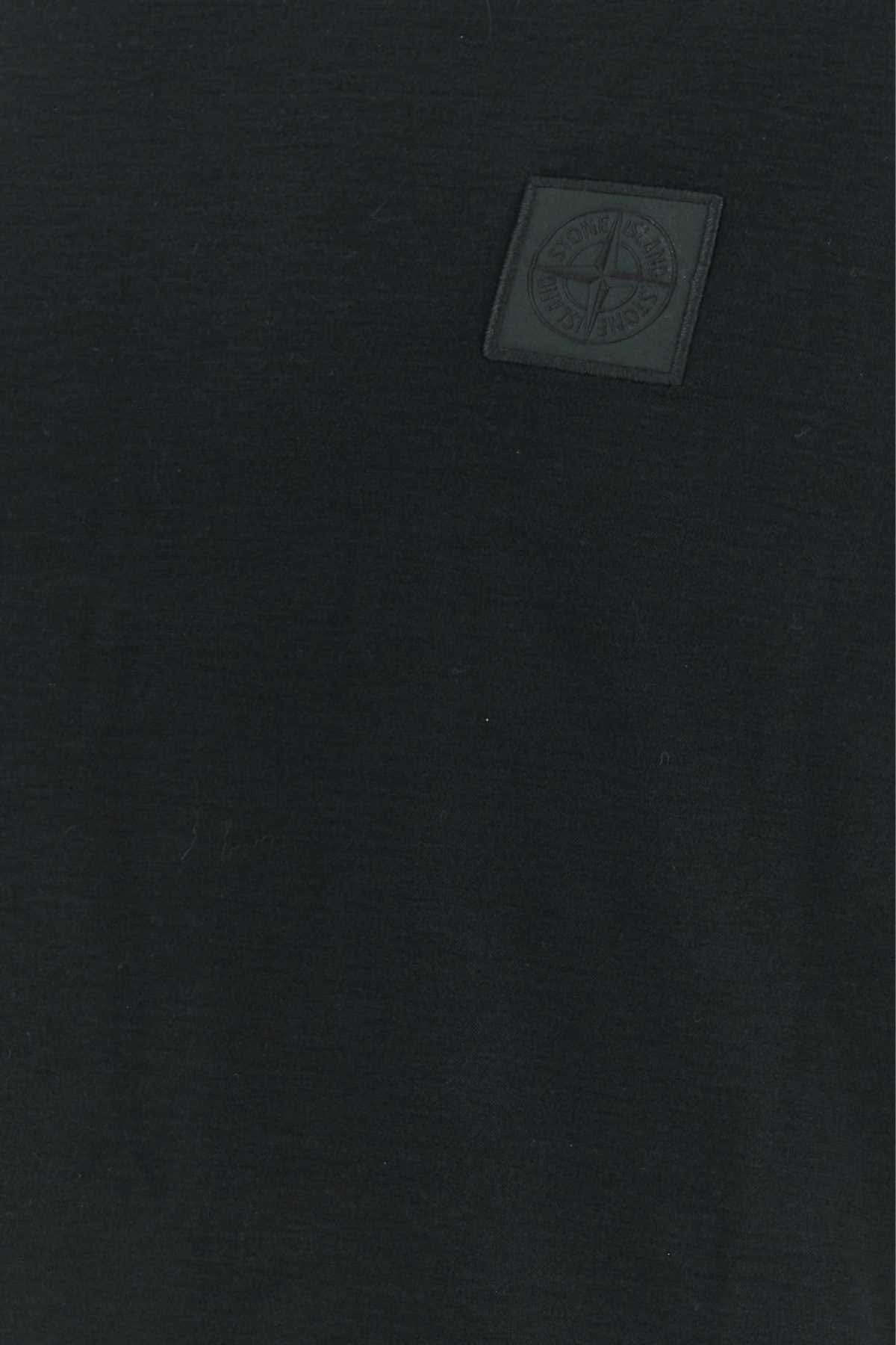 Stone Island Logo - Patch Cotton T - shirt — Black