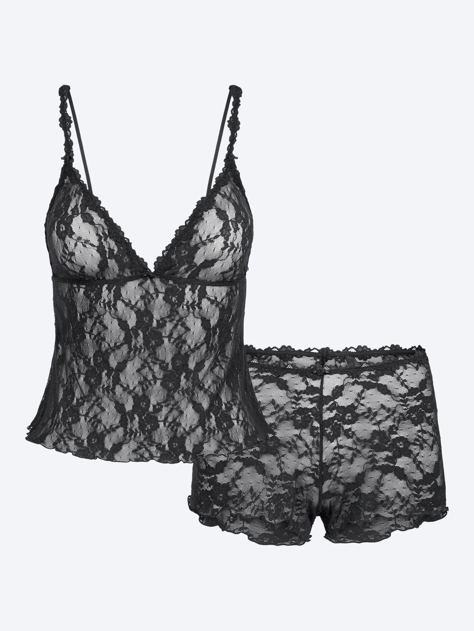 SKIMS Stretch lace triangle cami and short set