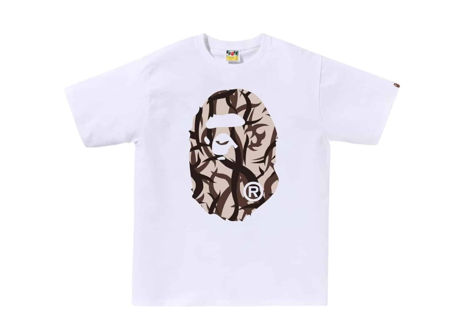 BAPE Trial Camo Big Ape Head T-Shirt White/Beige